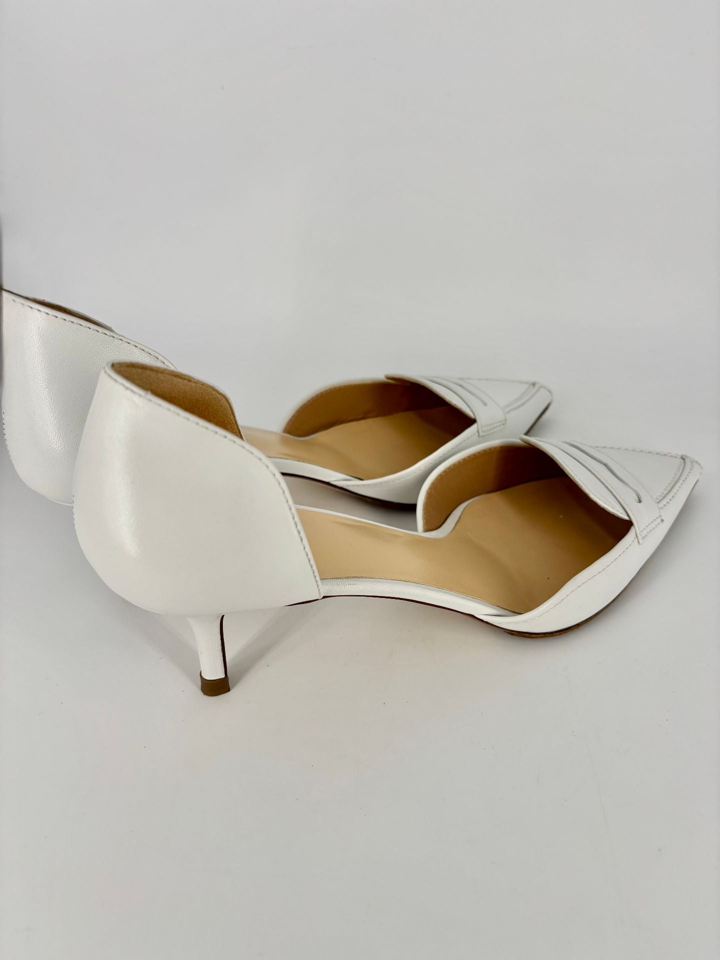 Escarpins Francesco Russo Dorsay cuir blanc – Taille 41,5-8
