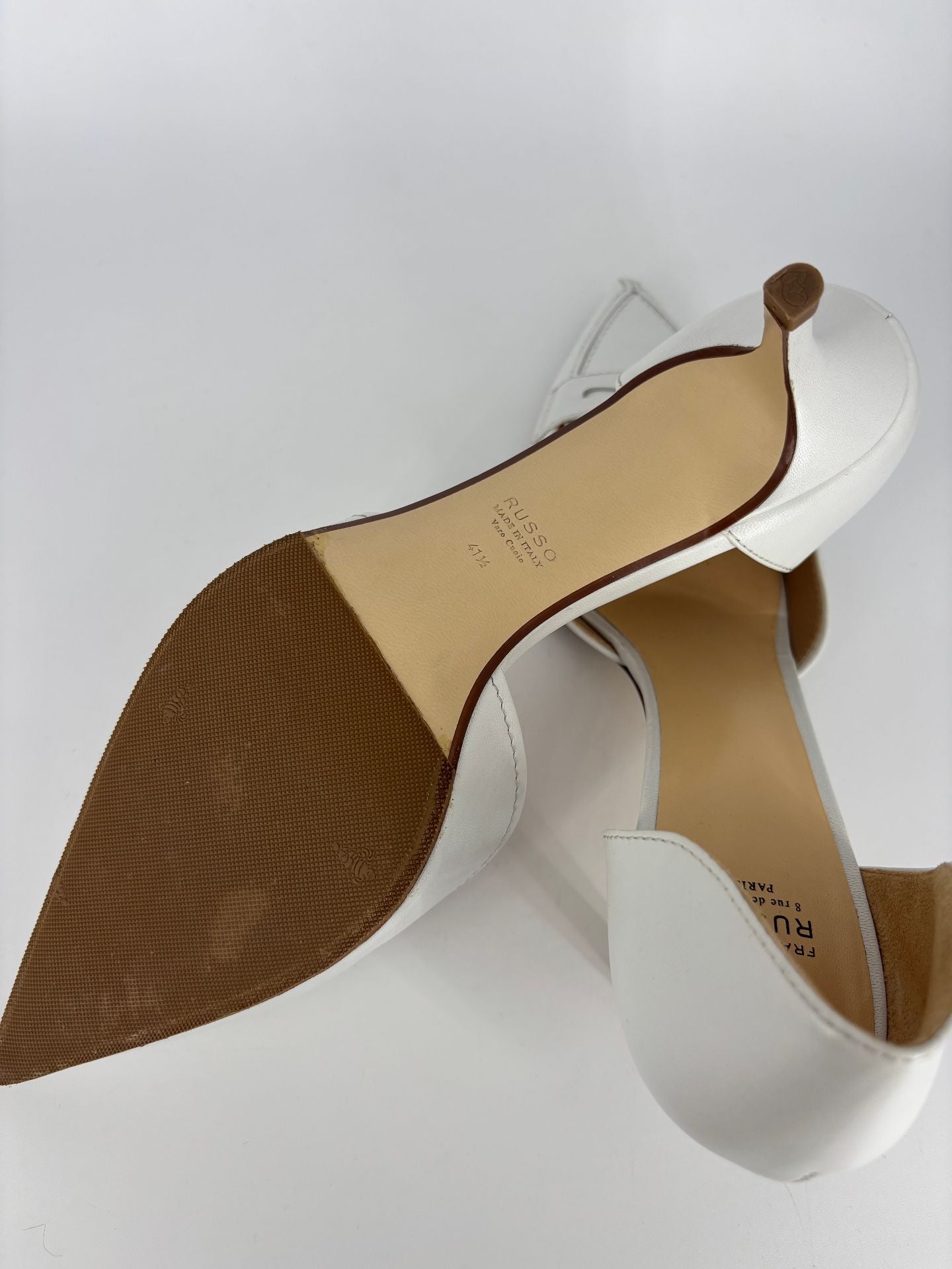 Escarpins Francesco Russo Dorsay cuir blanc – Taille 41,5-9