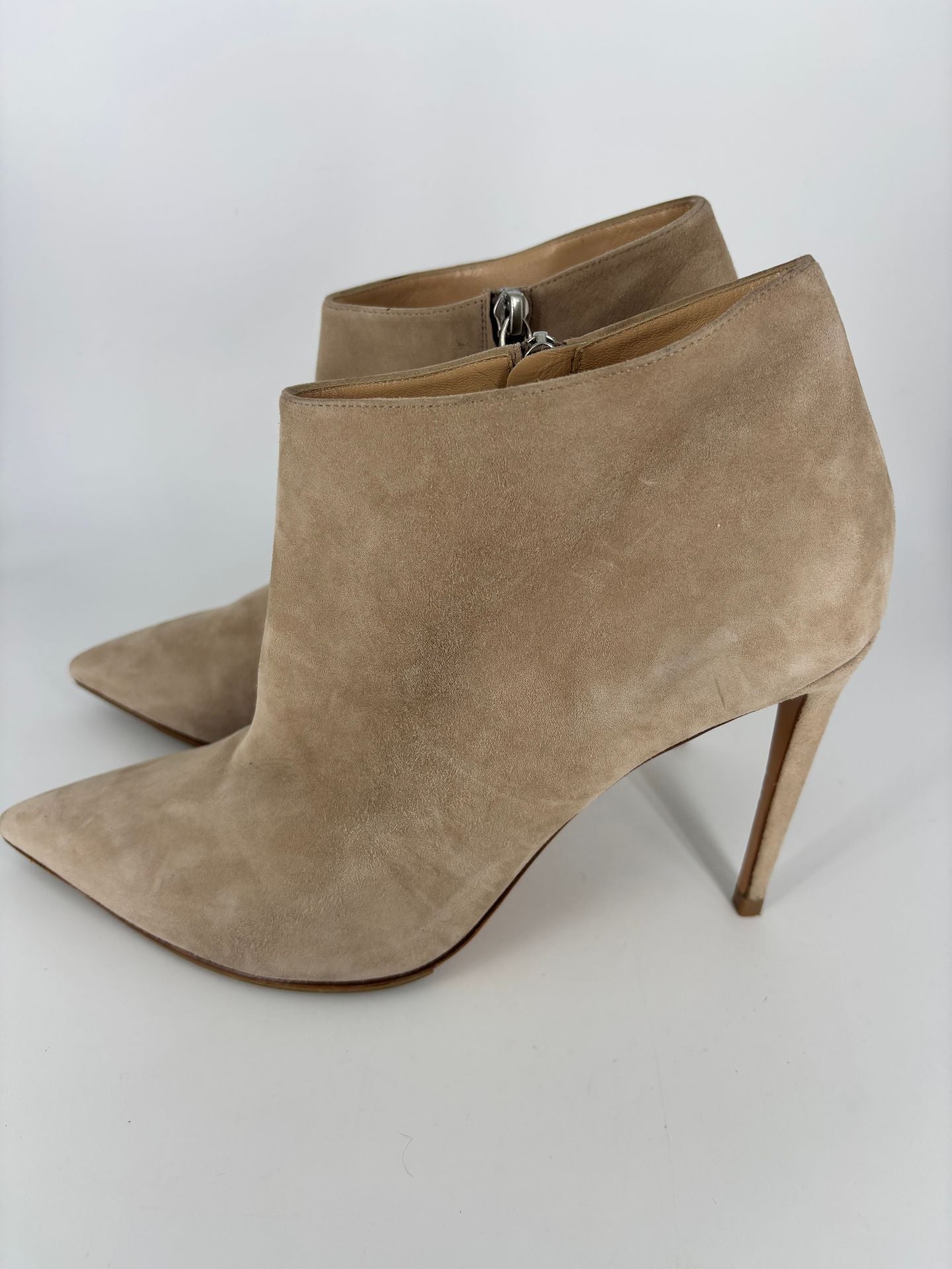 Bottines Ralph Lauren daim taupe bout pointu talon aiguille – T.41-3