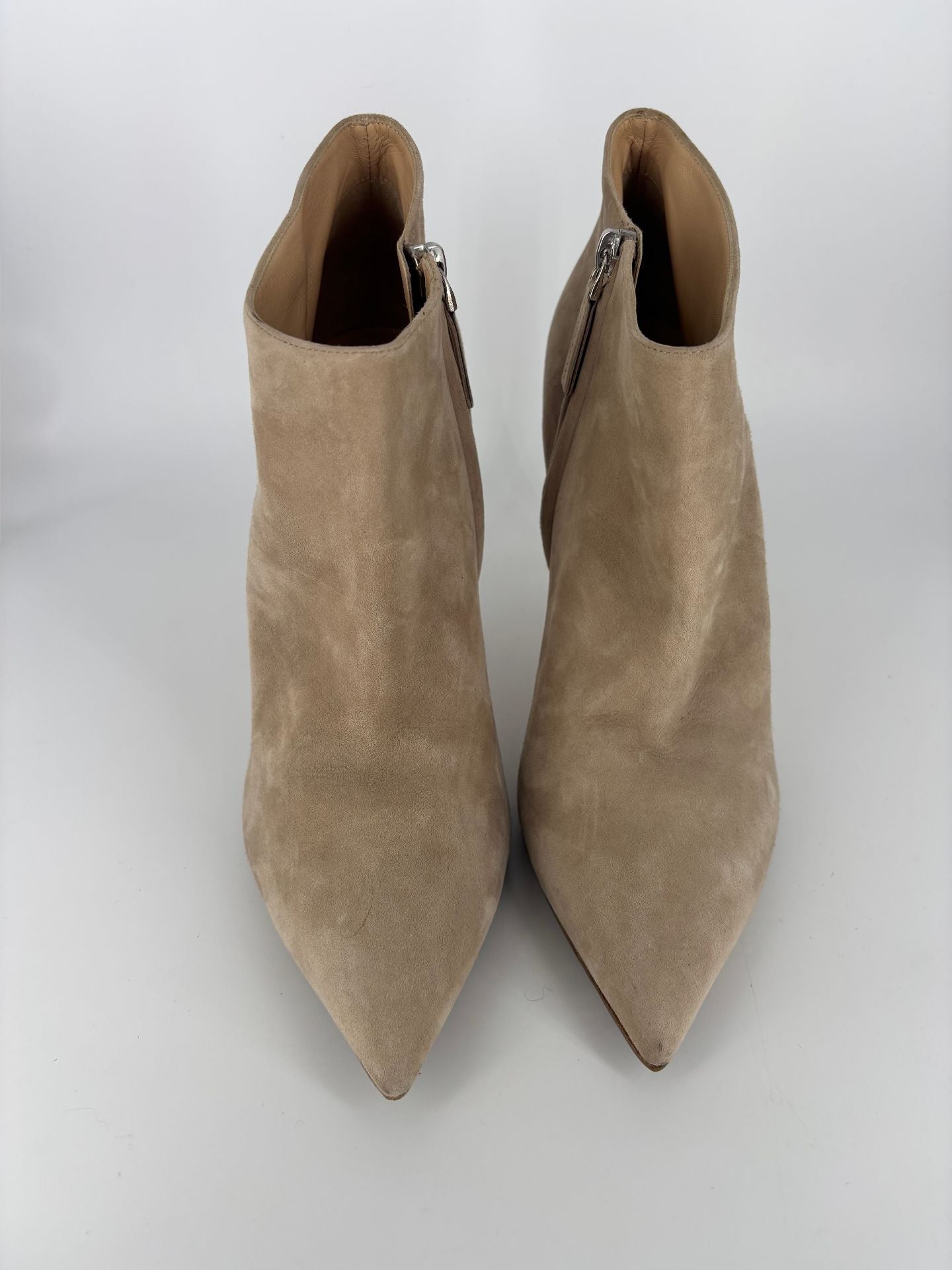 Bottines Ralph Lauren daim taupe bout pointu talon aiguille – T.41-4