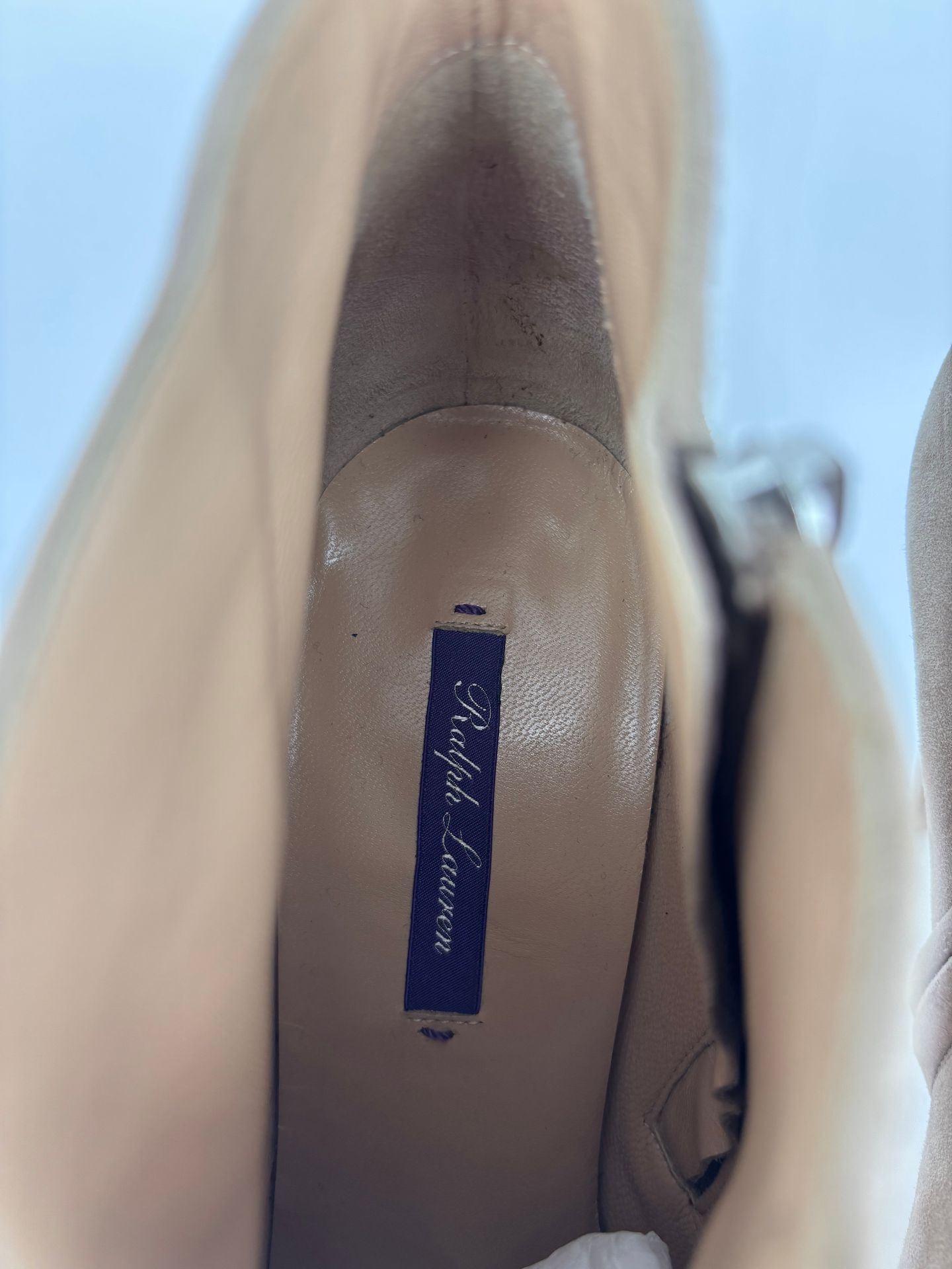 Bottines Ralph Lauren daim taupe bout pointu talon aiguille – T.41-5