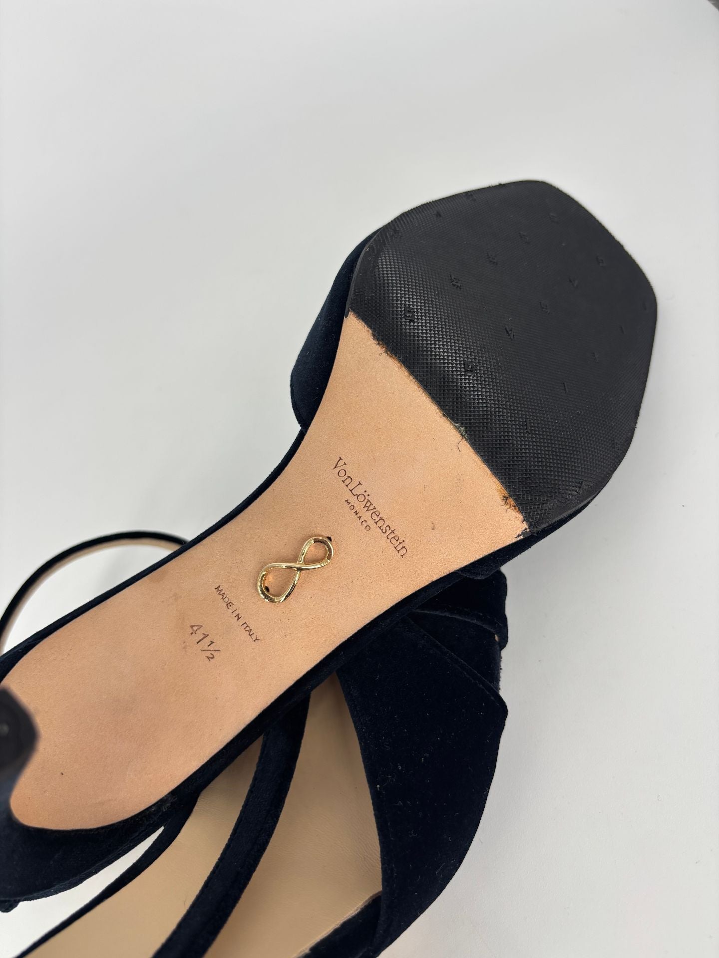 Sandales Von Löwenstein velours noir bride T boucle cheville – T.41,5-7