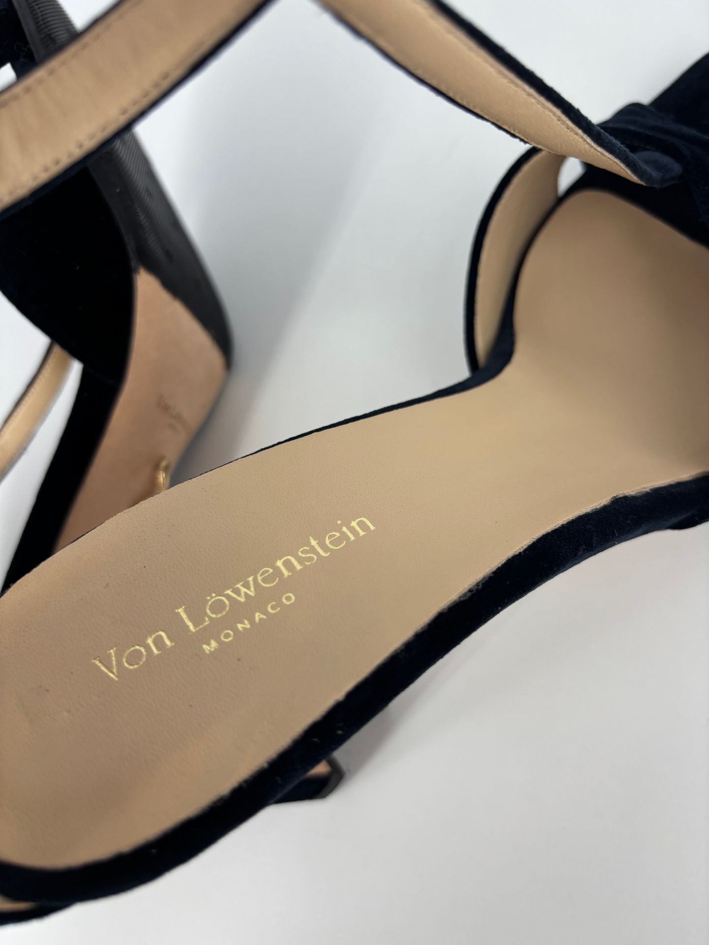 Sandales Von Löwenstein velours noir bride T boucle cheville – T.41,5-8