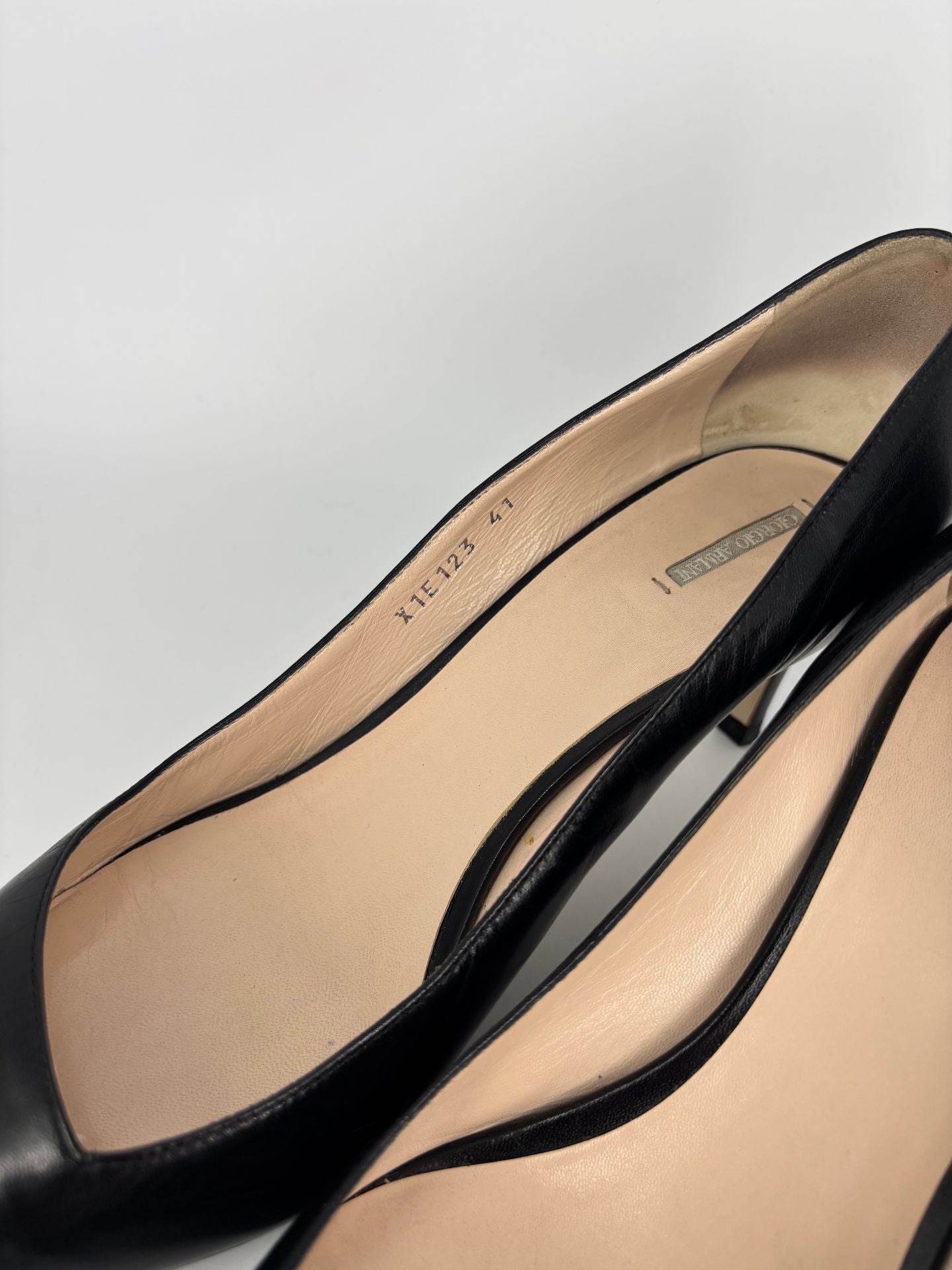 Escarpins Giorgio Armani cuir noir bout pointu talon mi-haut – T.41-5