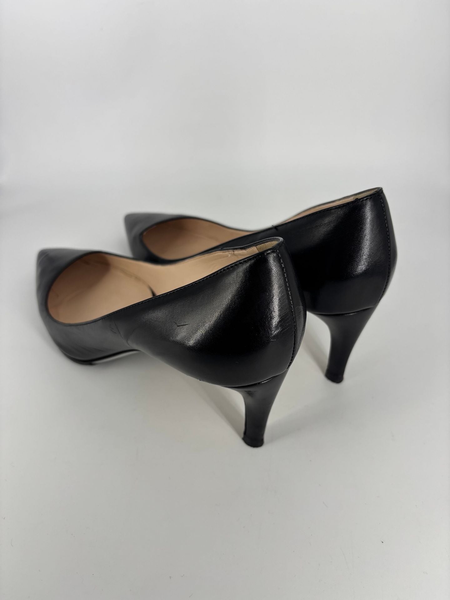Escarpins Giorgio Armani cuir noir bout pointu talon mi-haut – T.41-7
