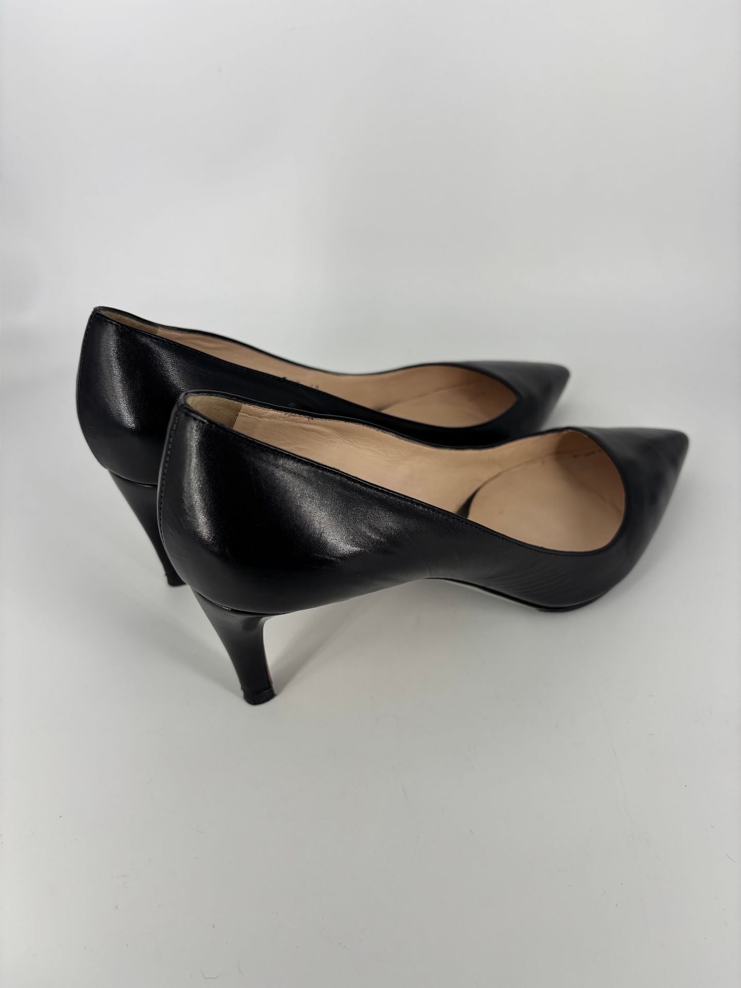 Escarpins Giorgio Armani cuir noir bout pointu talon mi-haut – T.41-9