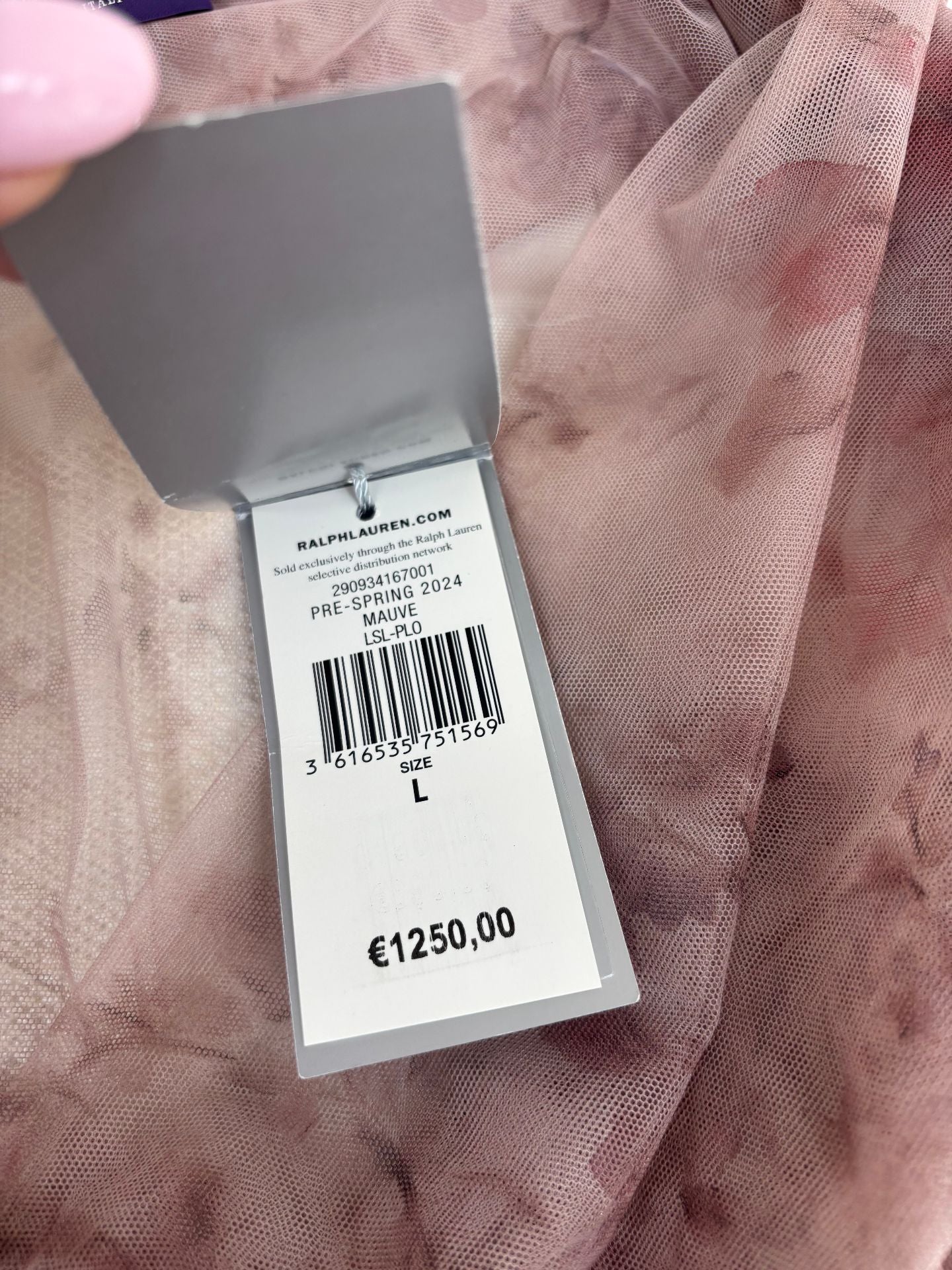 Haut Ralph Lauren Purple Label tulle floral aquarelle mauve col V drapé – T.L-4