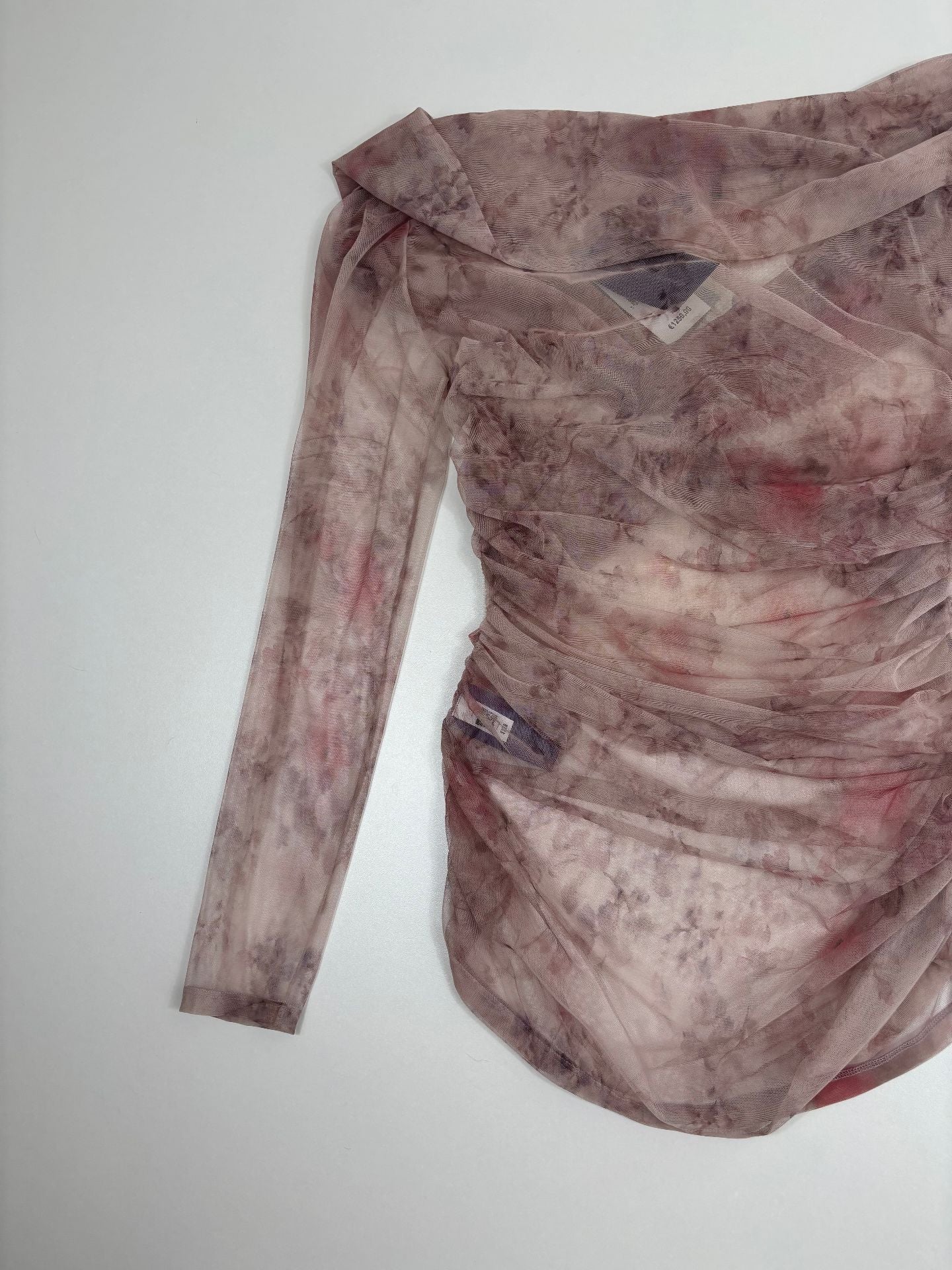 Haut Ralph Lauren Purple Label tulle floral aquarelle mauve col V drapé – T.L-10