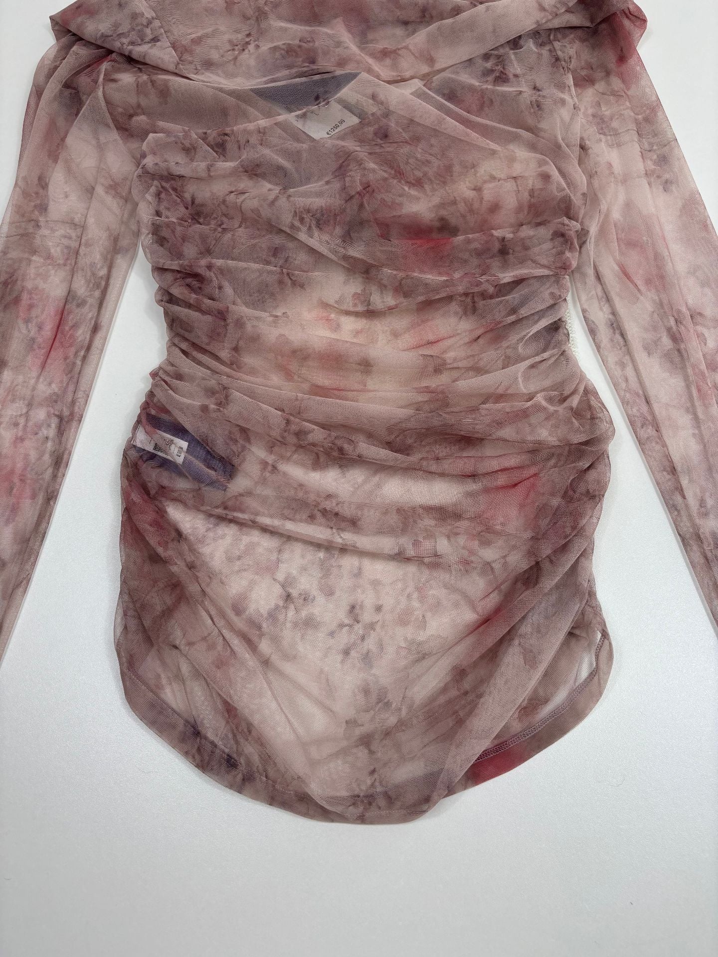Haut Ralph Lauren Purple Label tulle floral aquarelle mauve col V drapé – T.L-12