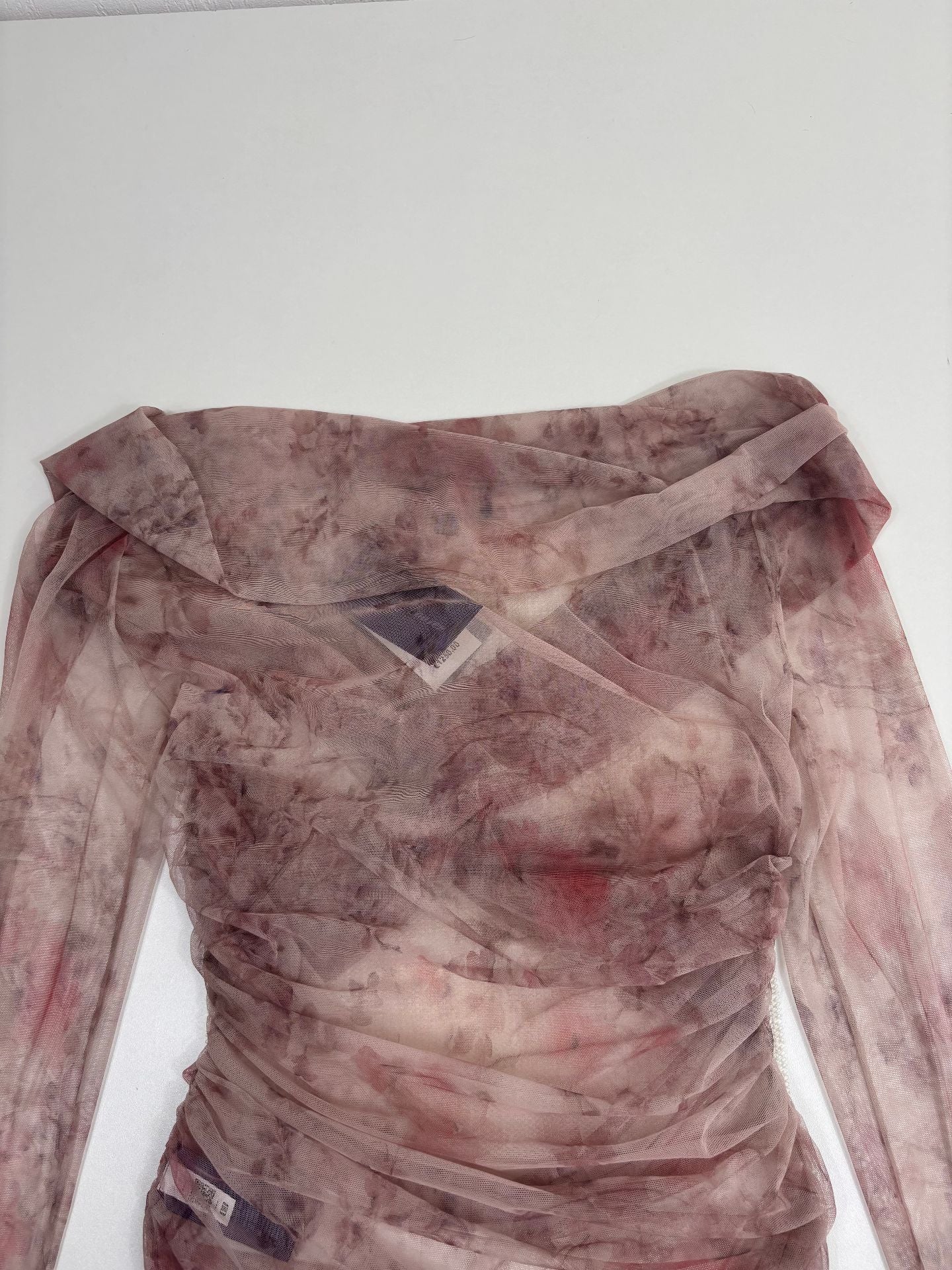 Haut Ralph Lauren Purple Label tulle floral aquarelle mauve col V drapé – T.L-13