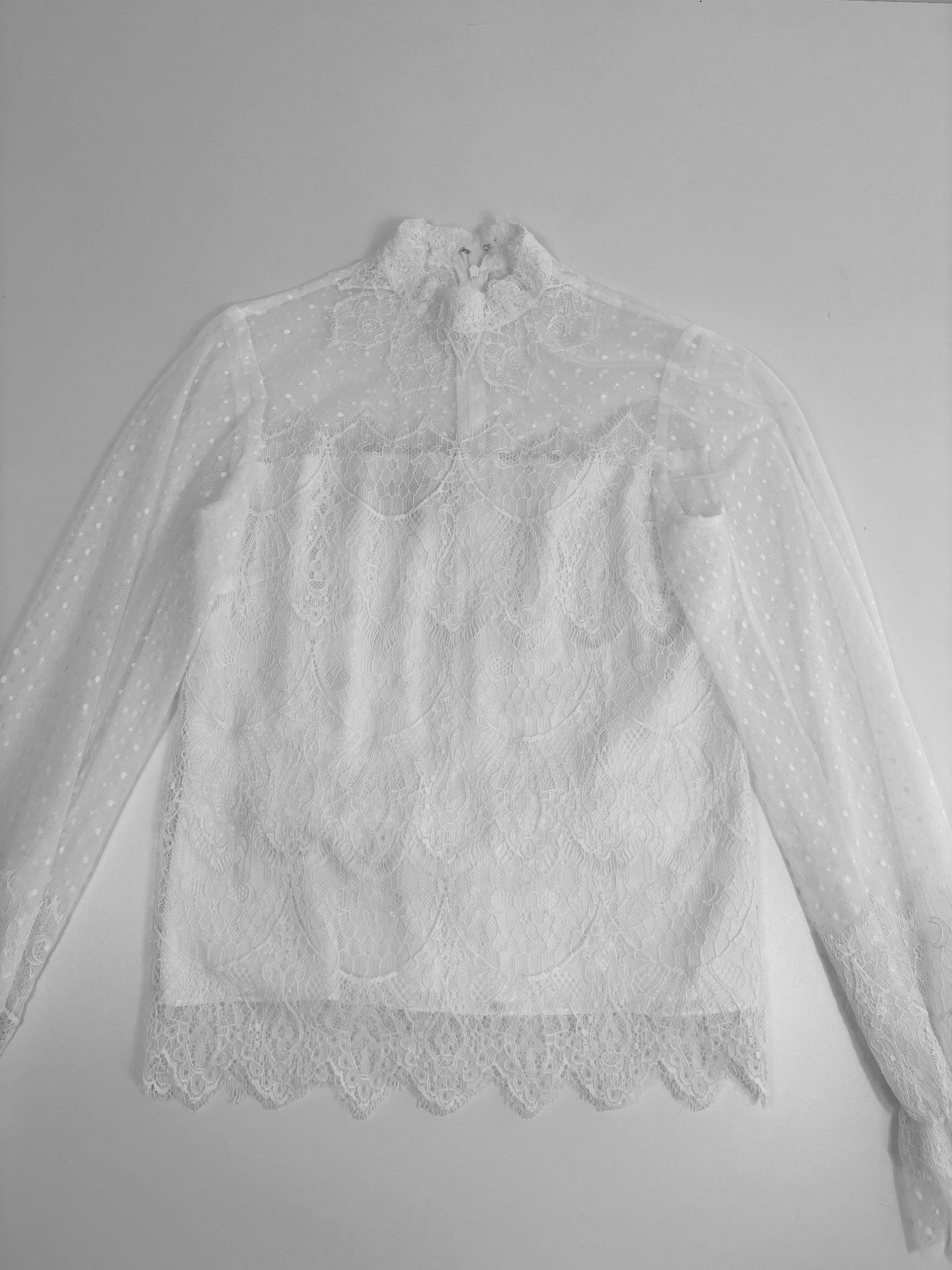 Haut Isabell Kristensen Monaco dentelle & tulle plumetis blanc – T.38/40-2