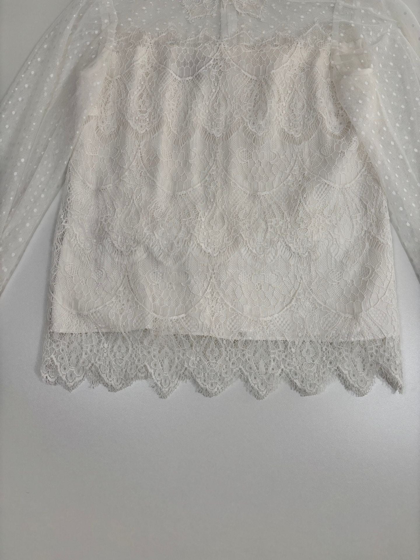 Haut Isabell Kristensen Monaco dentelle & tulle plumetis blanc – T.38/40-5