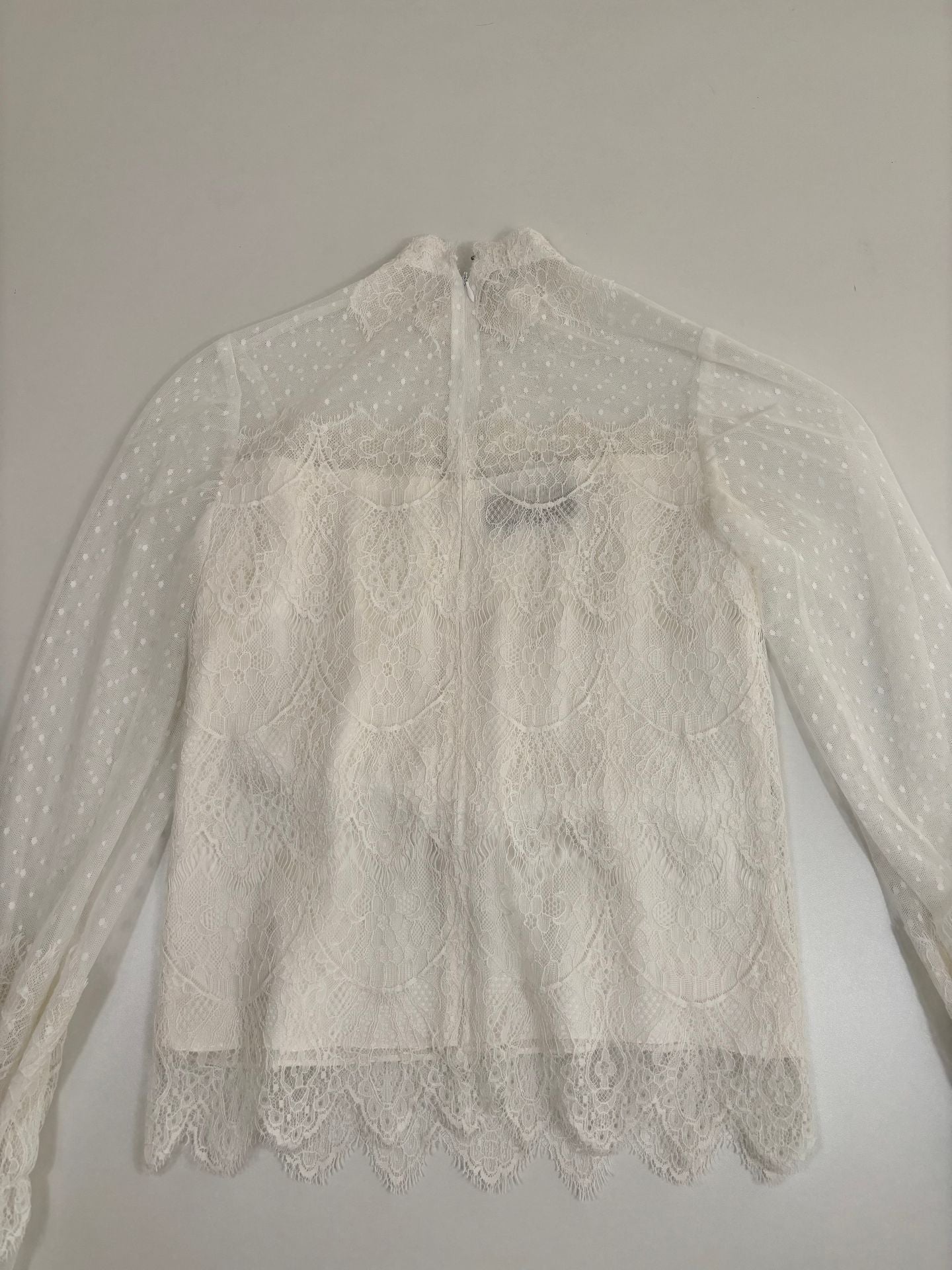 Haut Isabell Kristensen Monaco dentelle & tulle plumetis blanc – T.38/40-6
