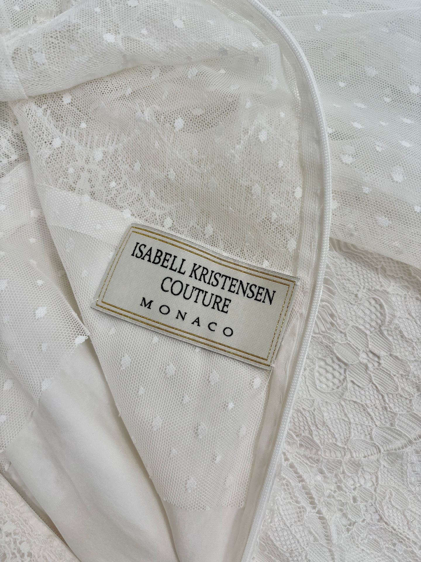 Haut Isabell Kristensen Monaco dentelle & tulle plumetis blanc – T.38/40-10