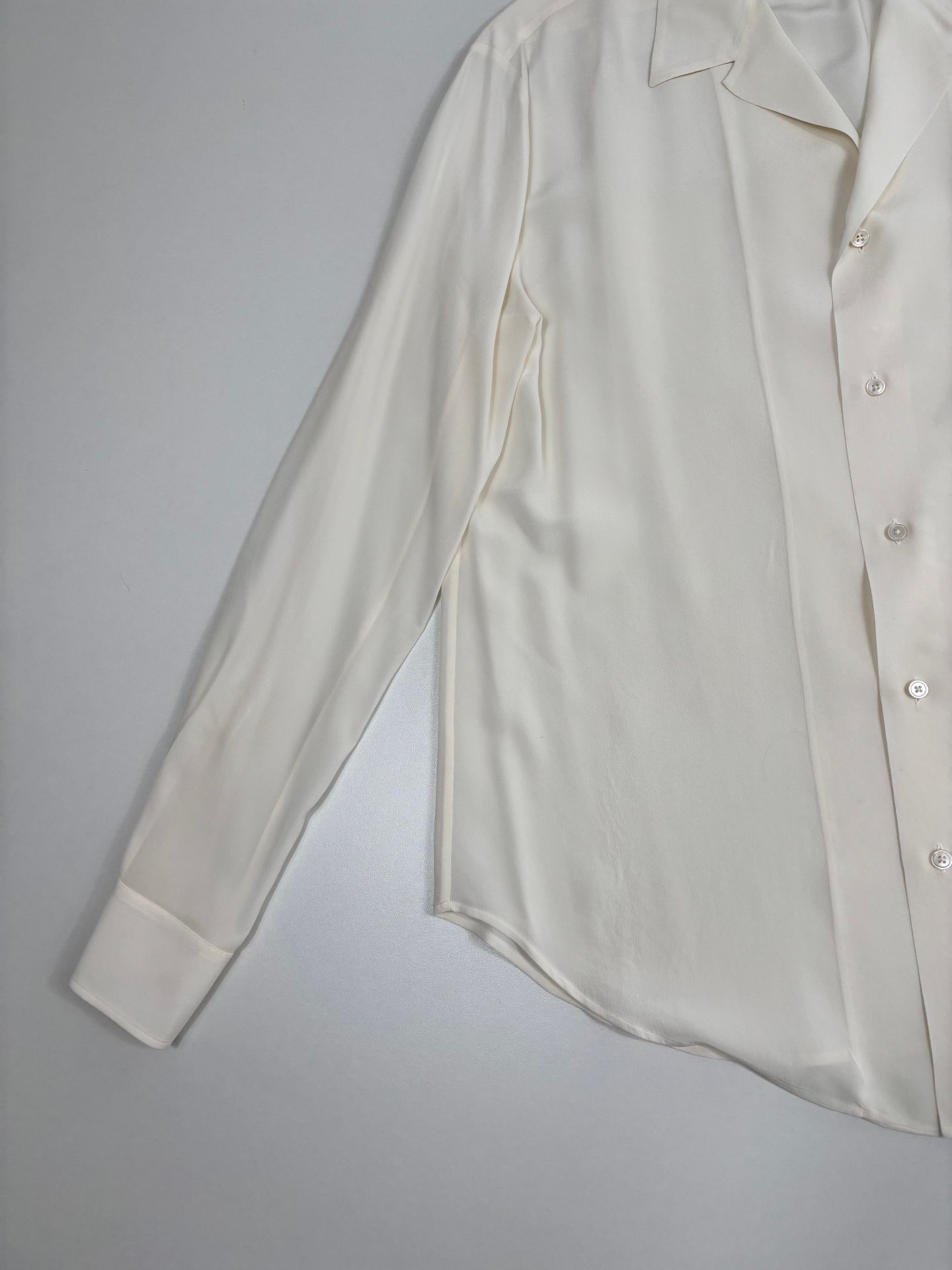 Chemise Ralph Lauren Purple Label soie ivoire col ouvert boutons nacre – T.38/40-3