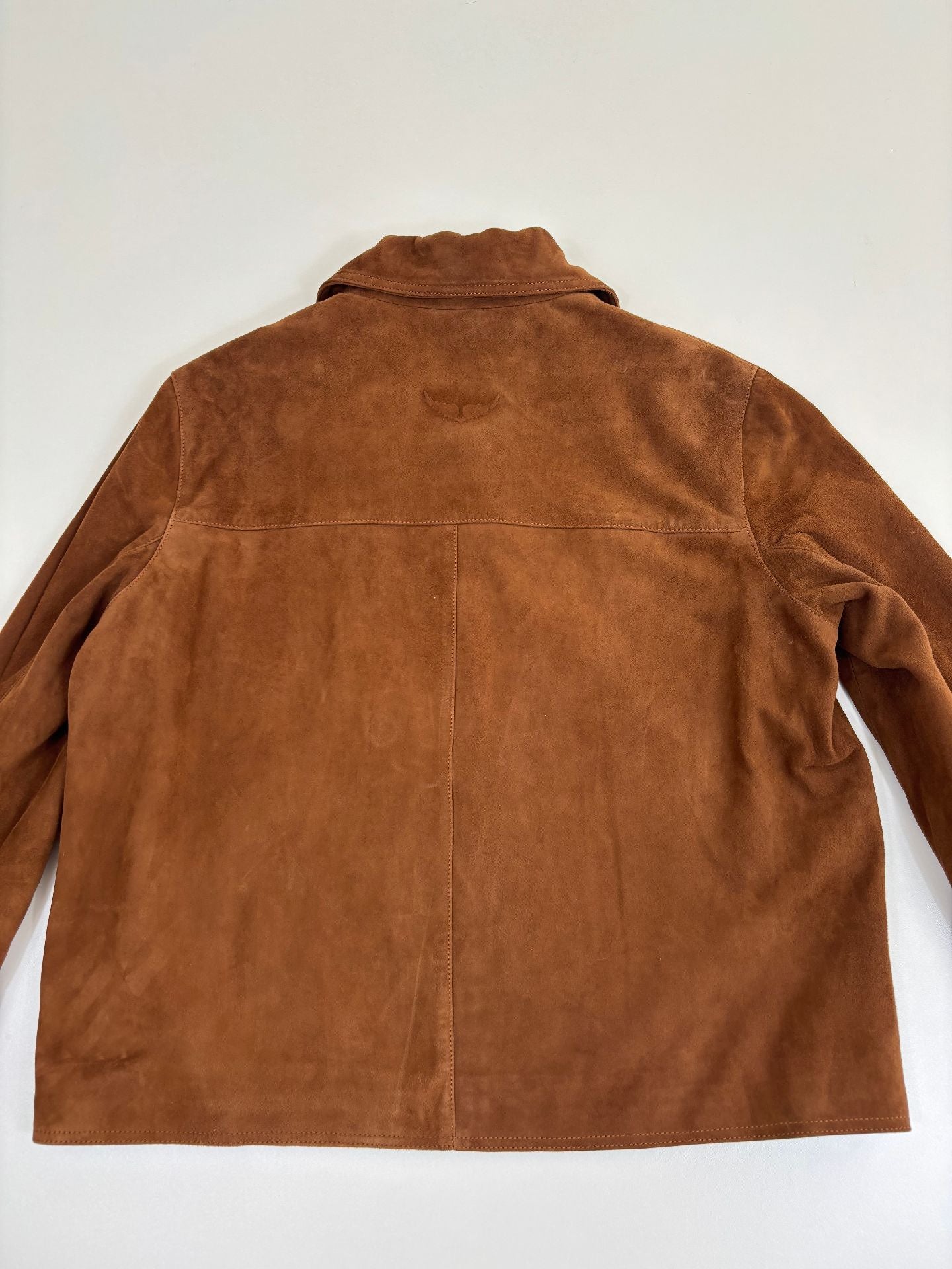 Veste Zadig & Voltaire cuir chèvre velours daim camel logo ailes embossé – T.L-7