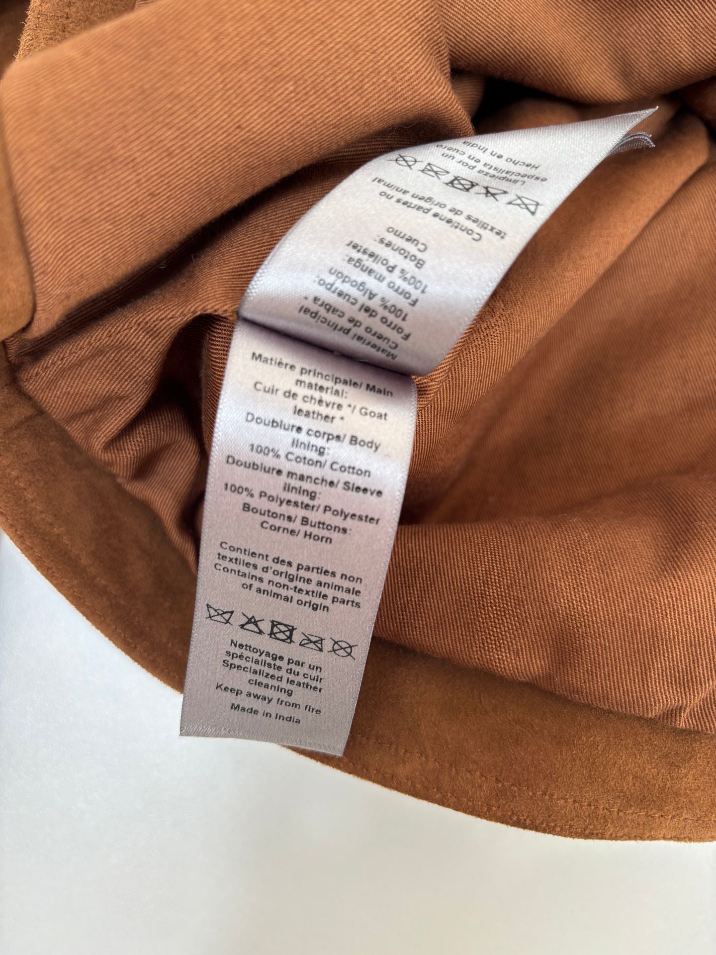 Veste Zadig & Voltaire cuir chèvre velours daim camel logo ailes embossé – T.L-9