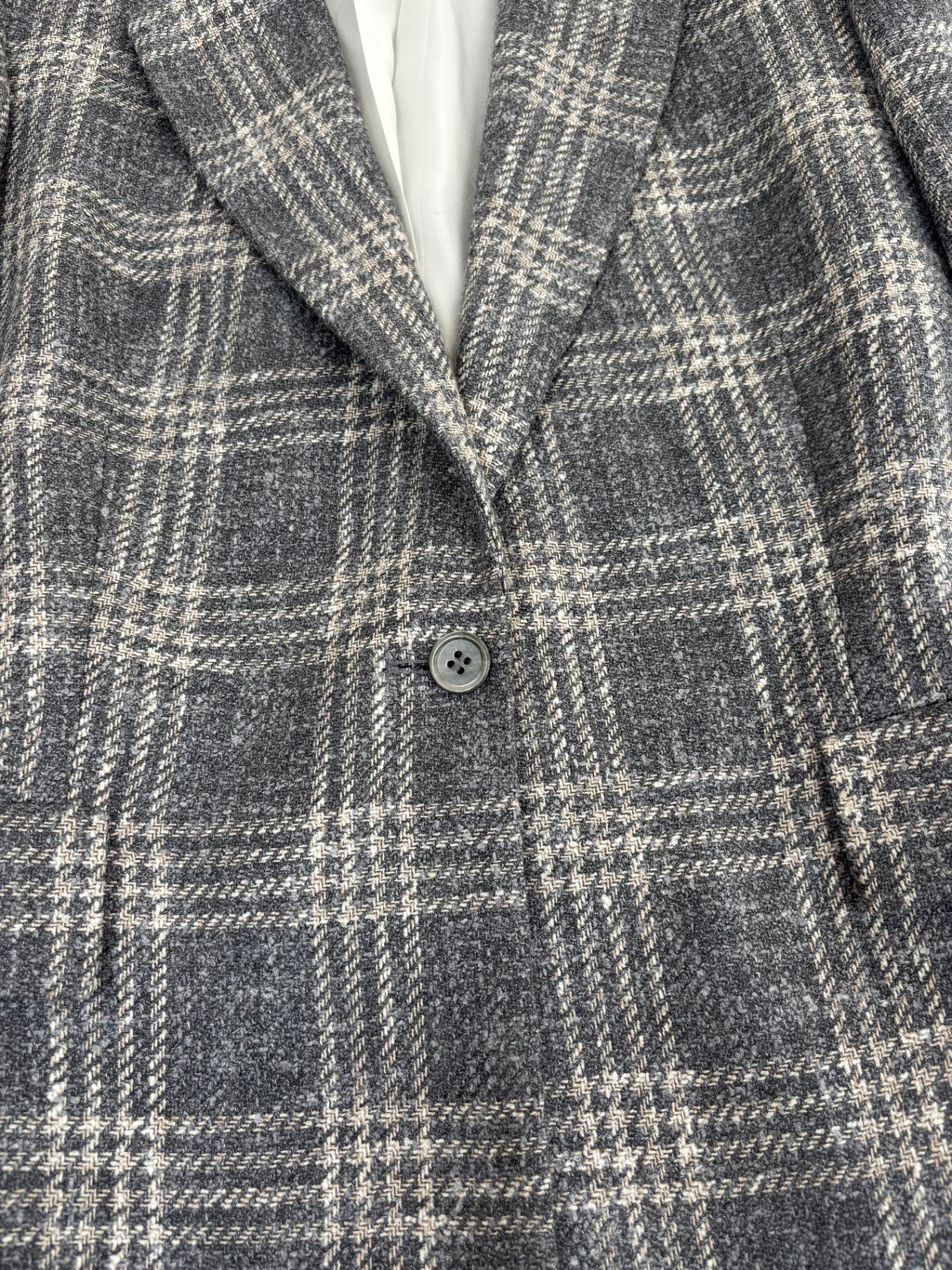 Blazer Crisoni Monte-Carlo baby alpaca Ferla carreaux gris écru revers cranté – T.42-6
