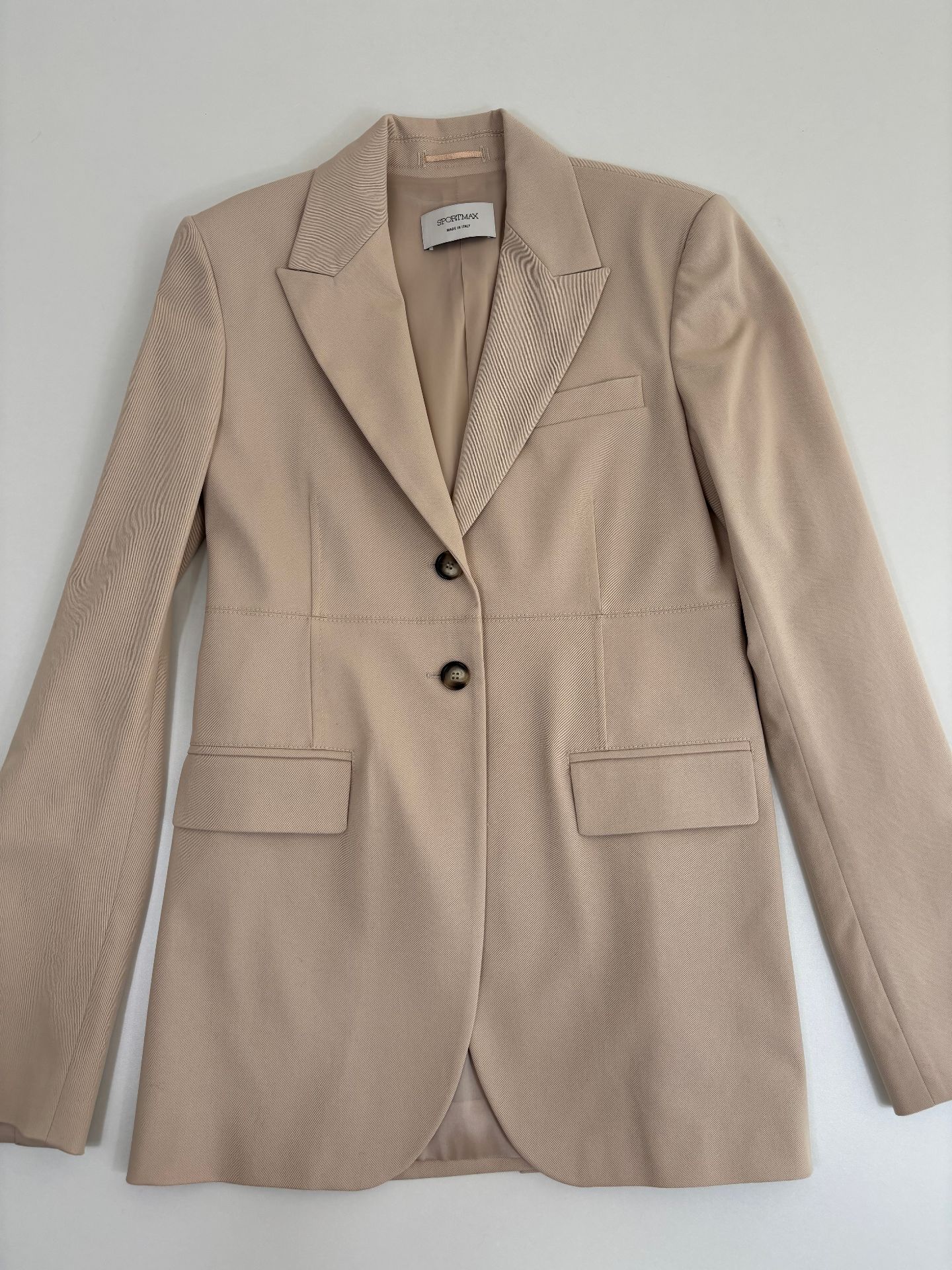 Blazer Sportmax Mela beige sable double boutonnage ornement diamant doré – T.42-5