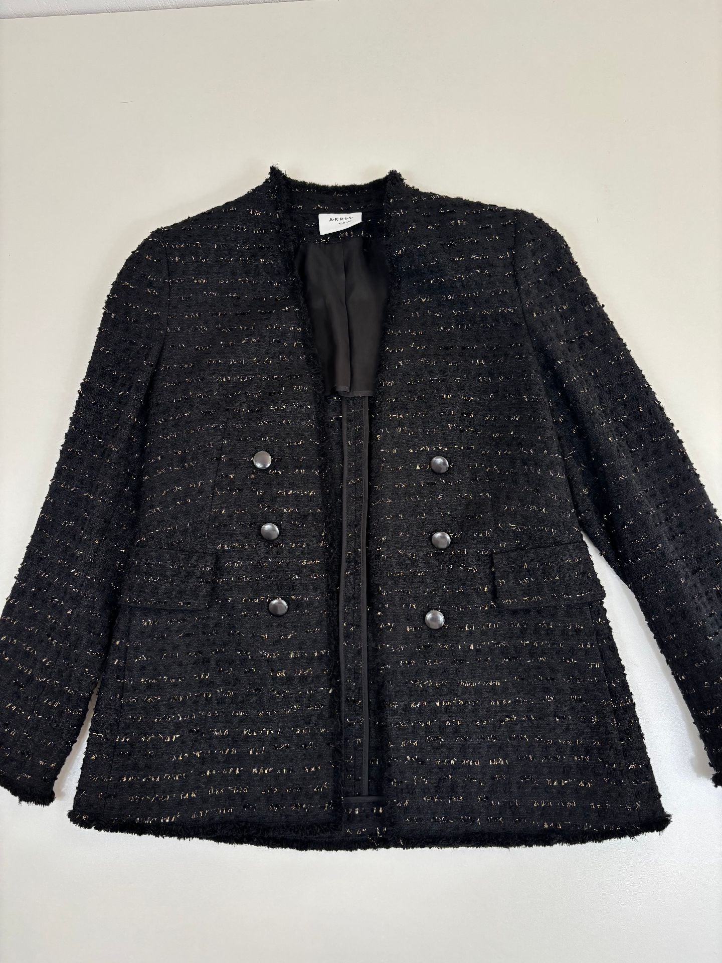 Veste Akris Punto tweed sel & poivre doublure cupro – T.42-5