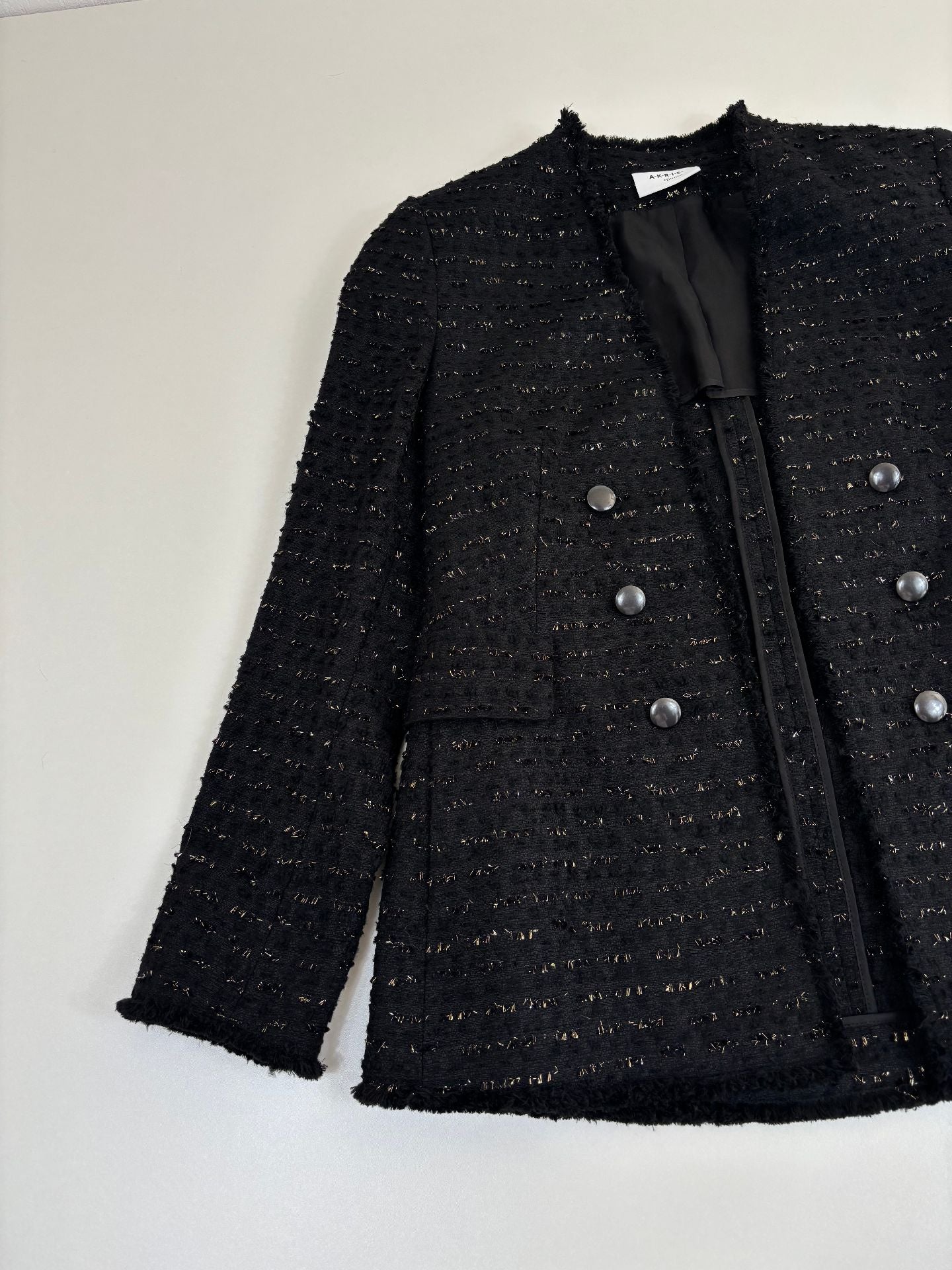 Veste Akris Punto tweed sel & poivre doublure cupro – T.42-2