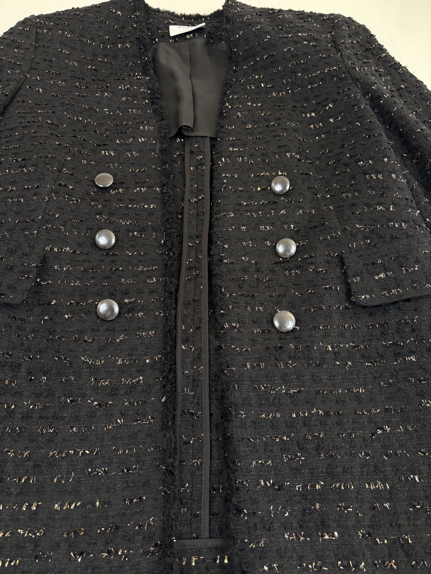 Veste Akris Punto tweed sel & poivre doublure cupro – T.42-3