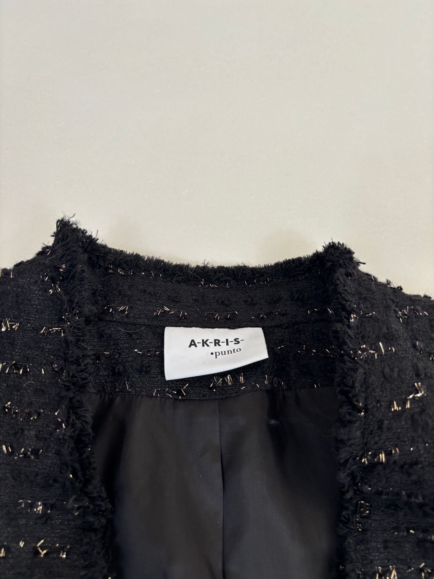 Veste Akris Punto tweed sel & poivre doublure cupro – T.42-4