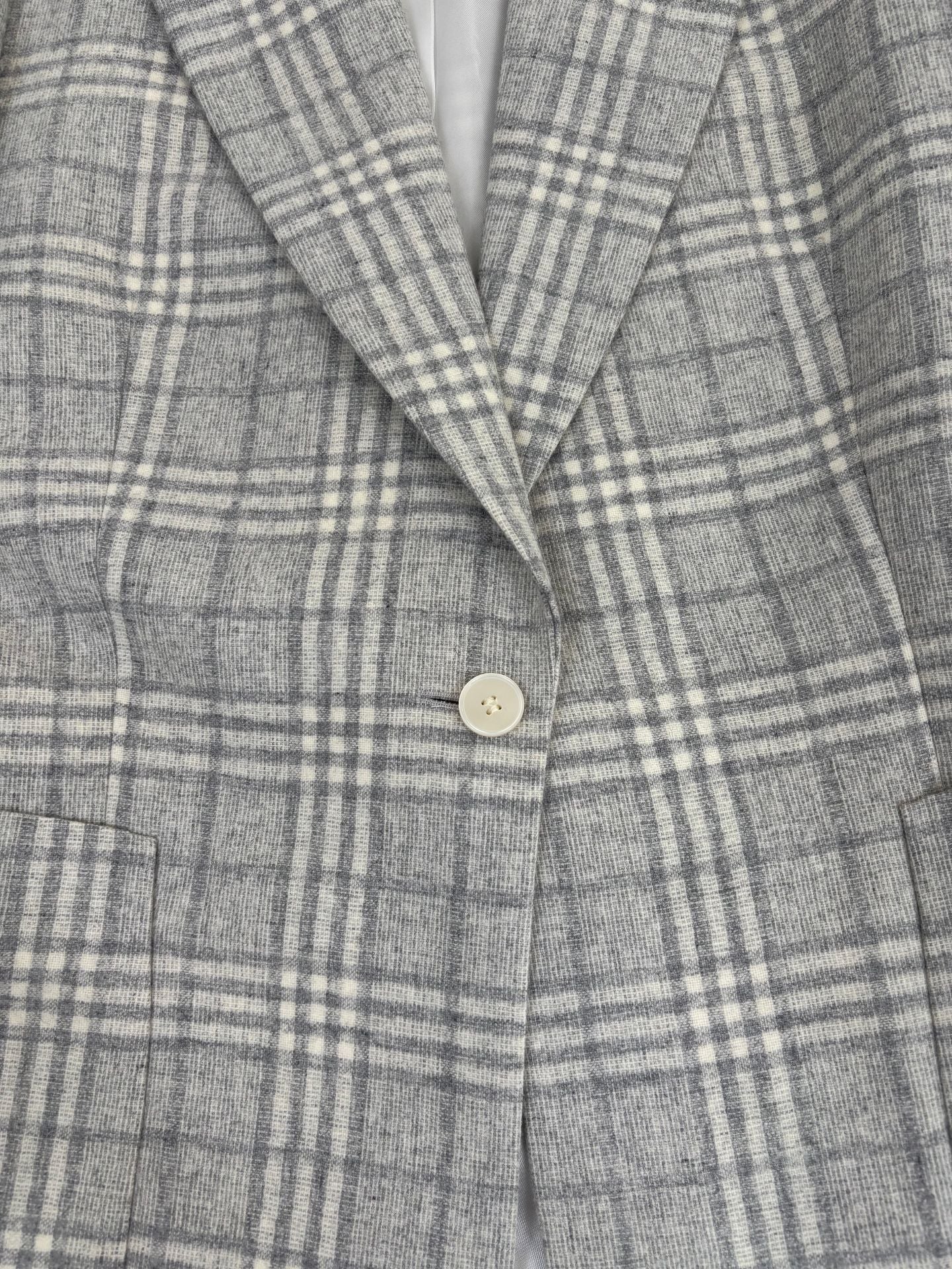 Blazer Crisoni Monte-Carlo laine Angelico carreaux gris écru revers pointus – T.42-7
