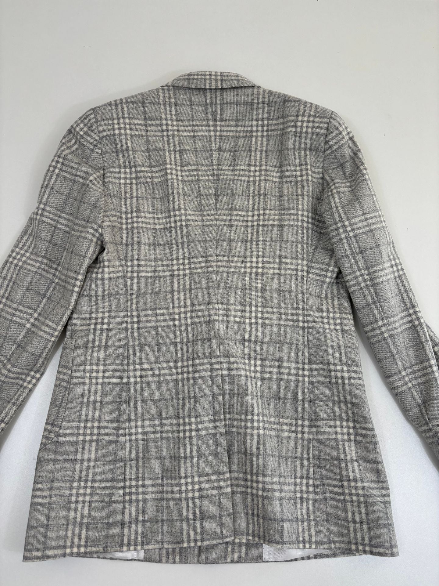 Blazer Crisoni Monte-Carlo laine Angelico carreaux gris écru revers pointus – T.42-10