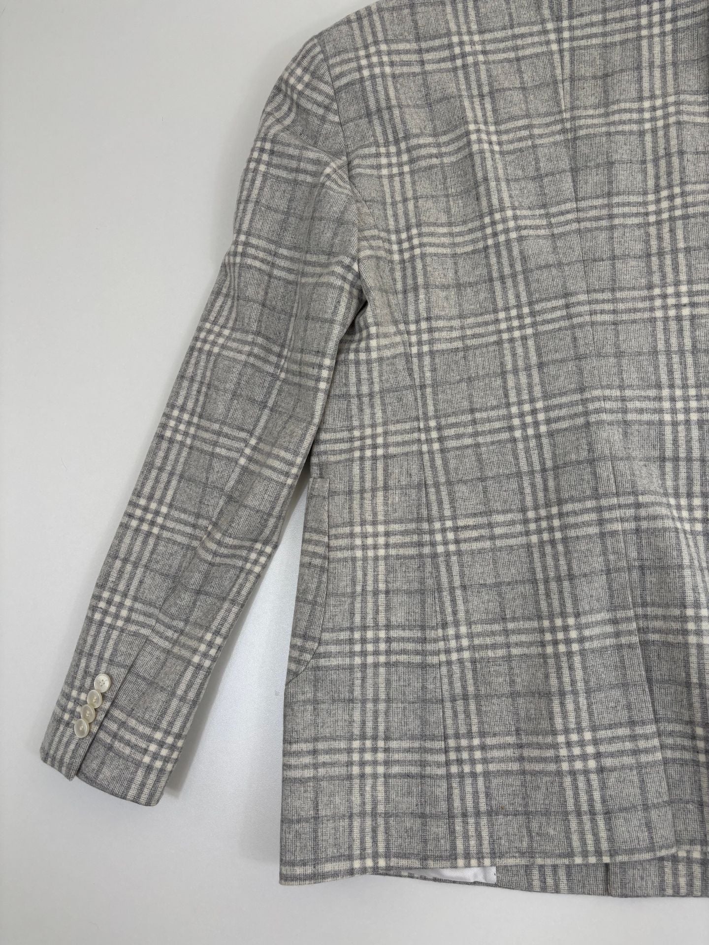 Blazer Crisoni Monte-Carlo laine Angelico carreaux gris écru revers pointus – T.42-11