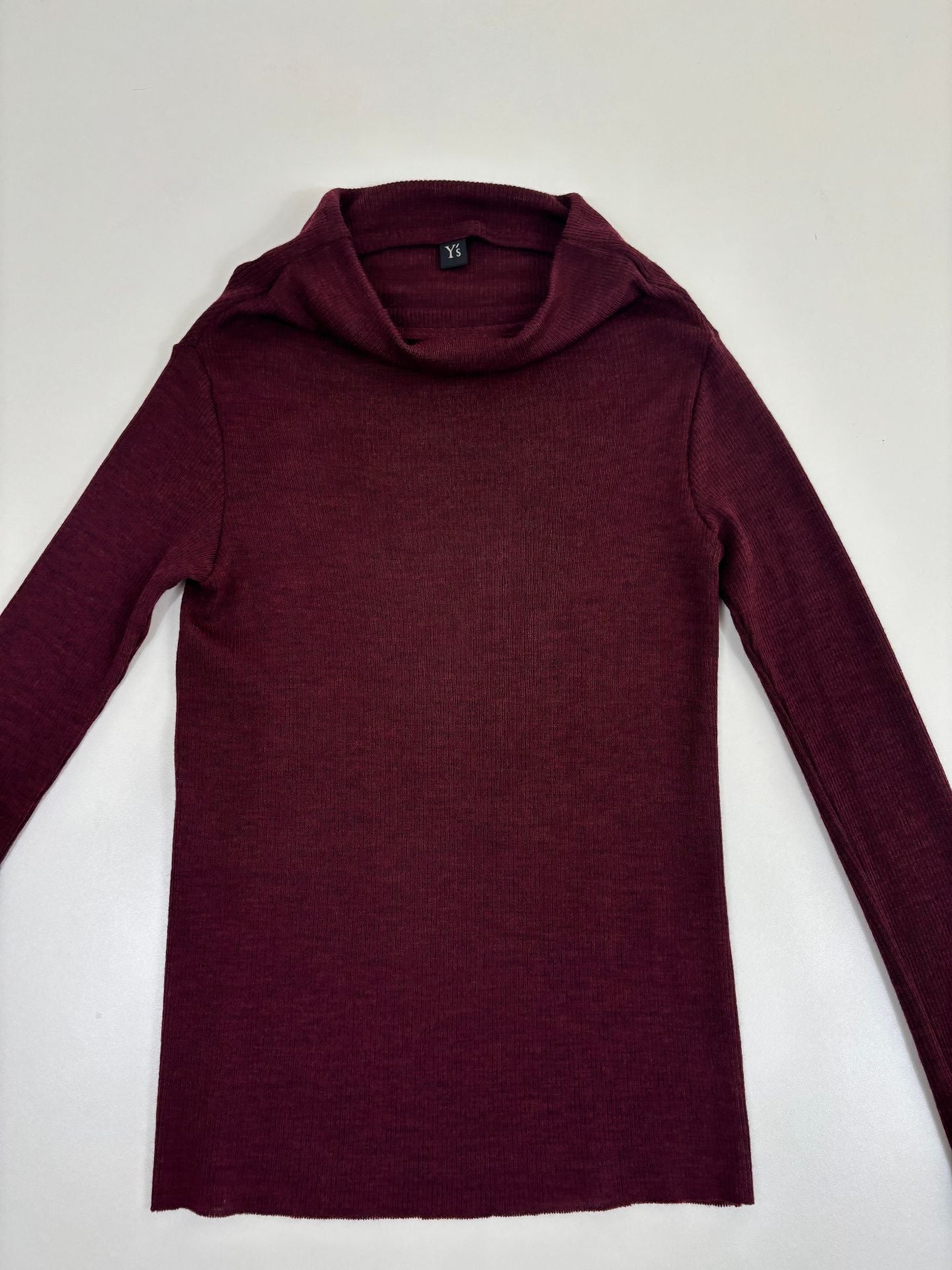 Pull Y's Yohji Yamamoto col bénitier bordeaux maille fine – T.38-6