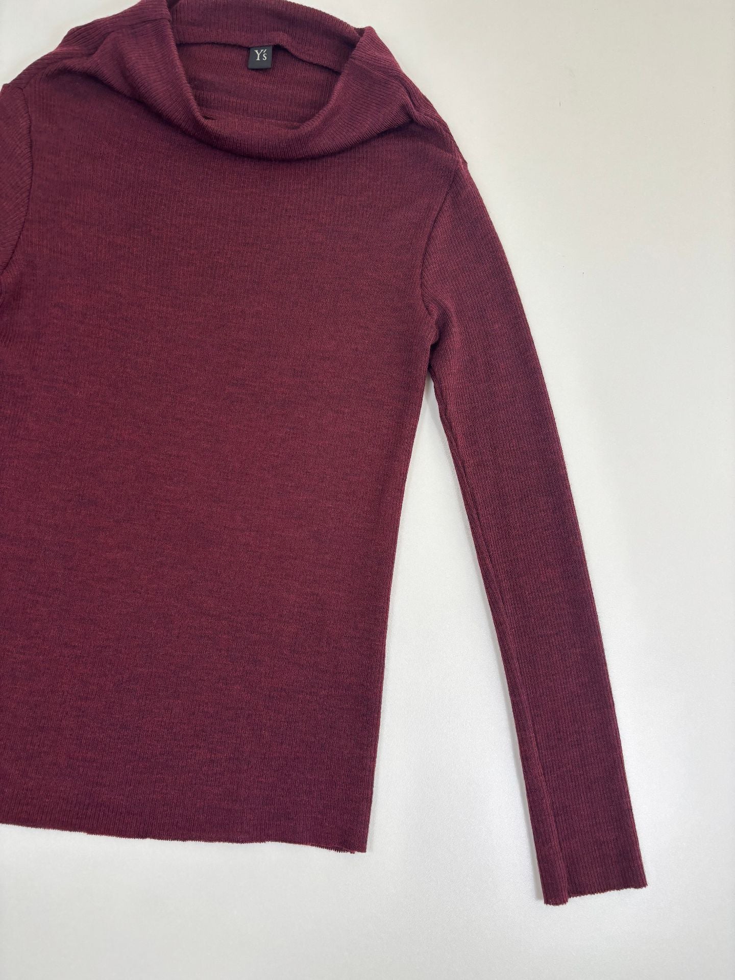 Pull Y's Yohji Yamamoto col bénitier bordeaux maille fine – T.38-7