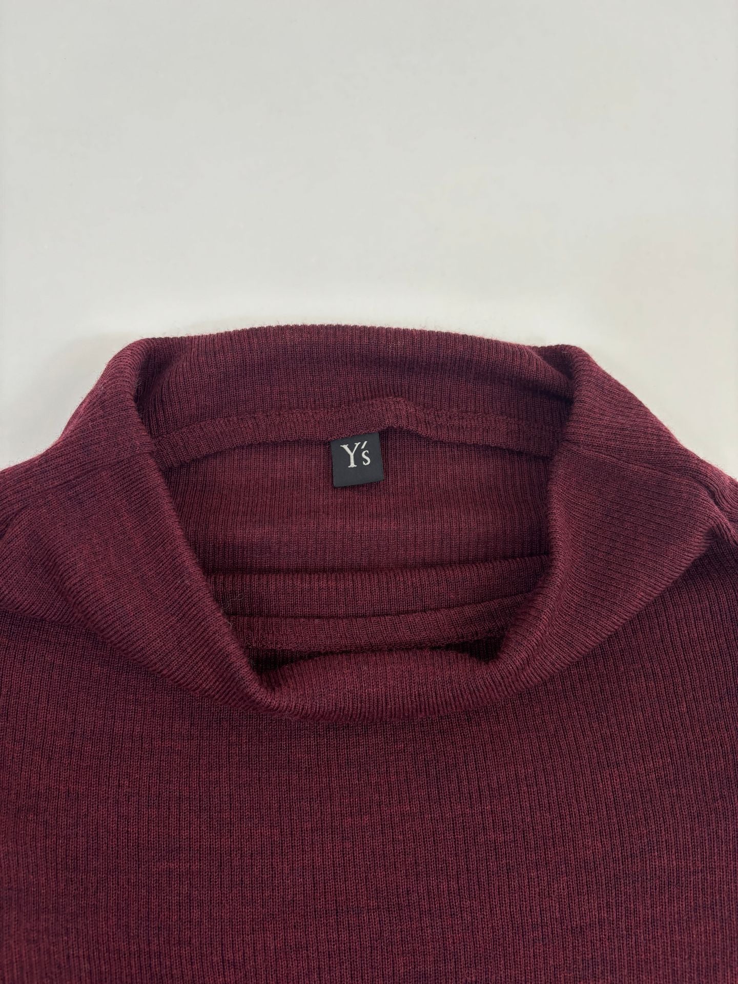 Pull Y's Yohji Yamamoto col bénitier bordeaux maille fine – T.38-8