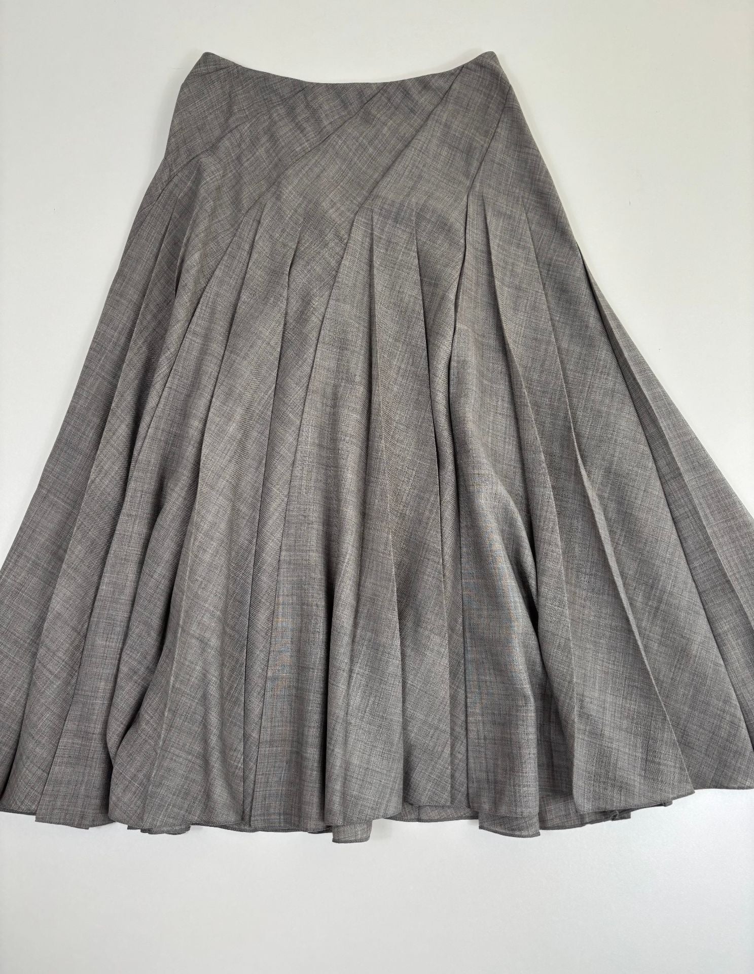 Jupe longue Ralph Lauren Purple Label laine gris chiné plis rayonnants évasée – T.L-2