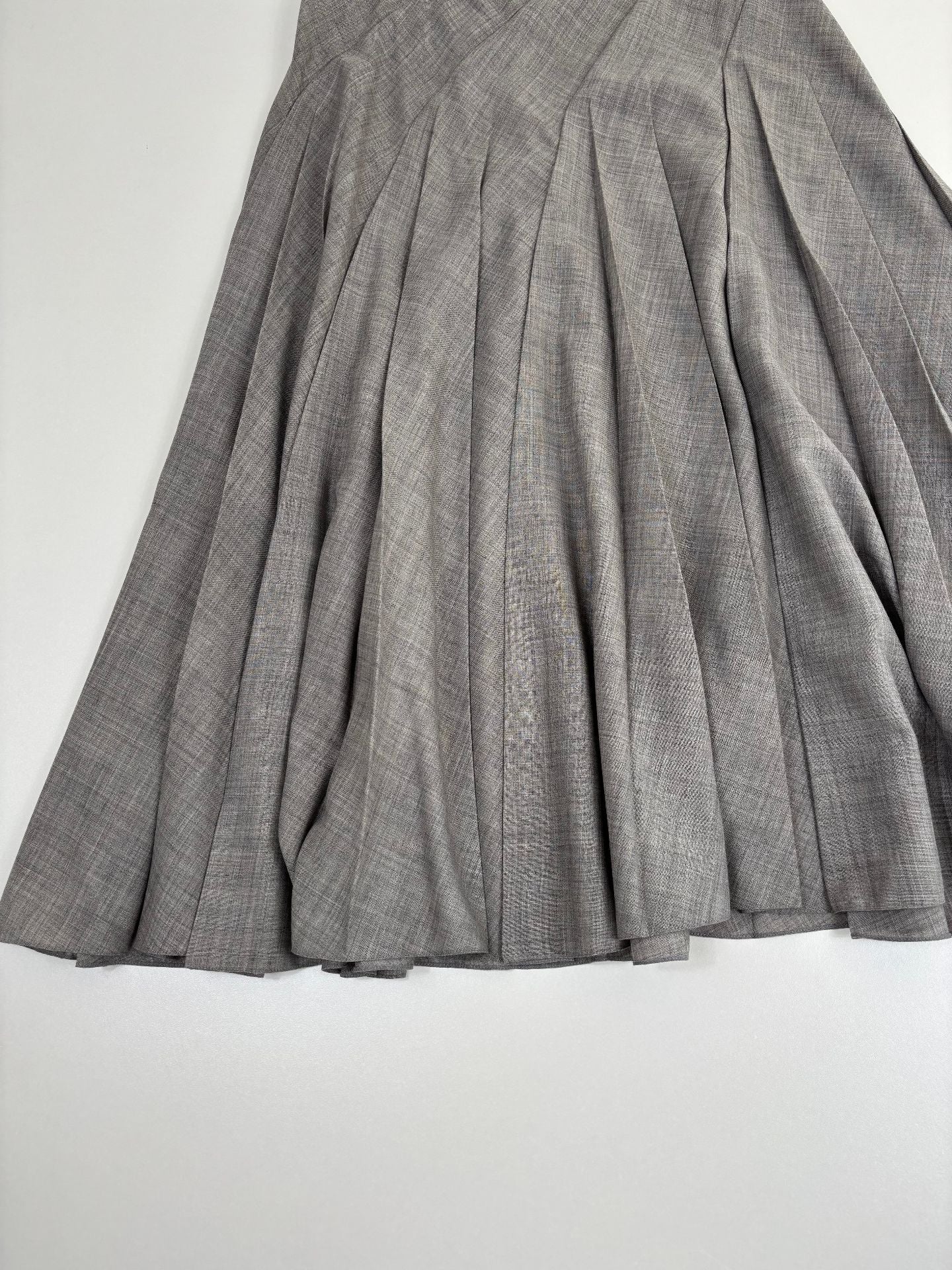 Jupe longue Ralph Lauren Purple Label laine gris chiné plis rayonnants évasée – T.L-3