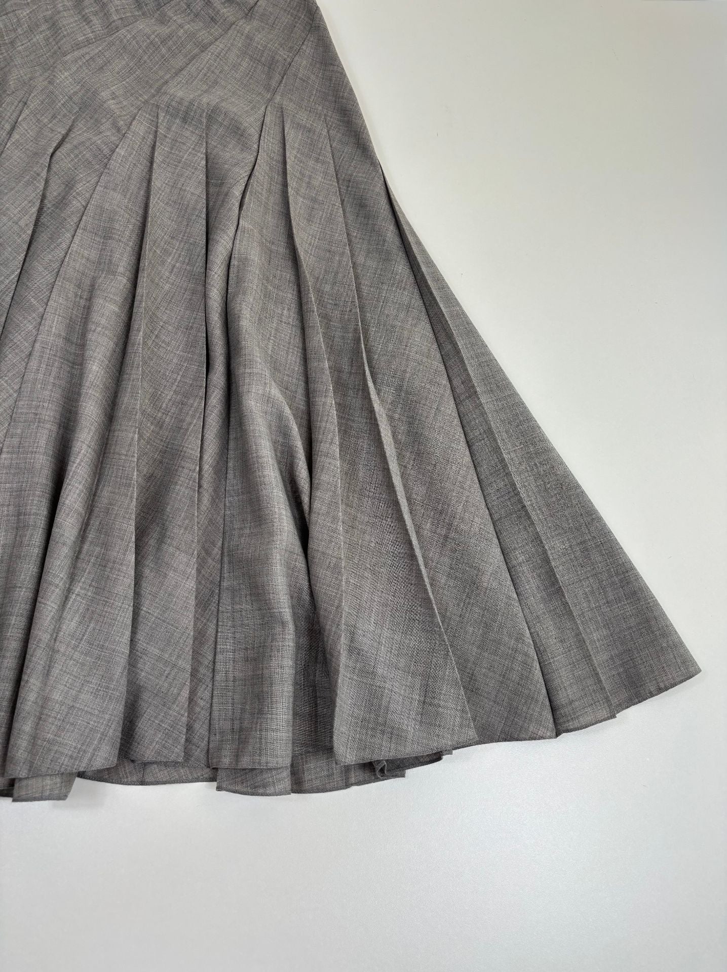 Jupe longue Ralph Lauren Purple Label laine gris chiné plis rayonnants évasée – T.L-4