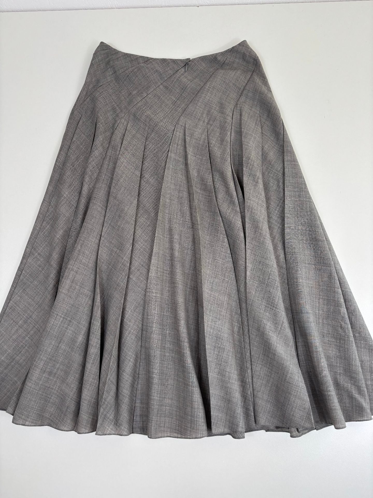 Jupe longue Ralph Lauren Purple Label laine gris chiné plis rayonnants évasée – T.L-6