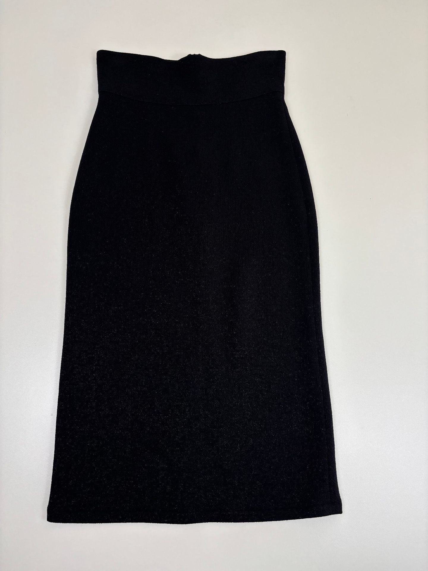 Jupe crayon Didier Angelo crêpe noir irisé ceinture large taille haute fente dos – T.38-2