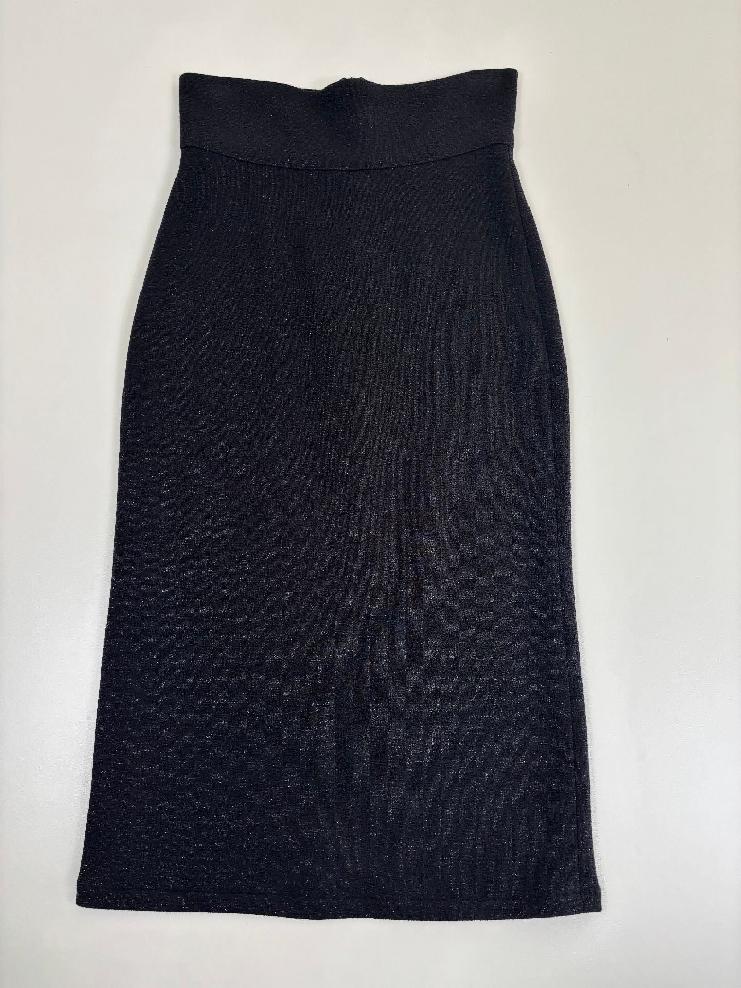 Jupe crayon Didier Angelo crêpe noir irisé ceinture large taille haute fente dos – T.38-3