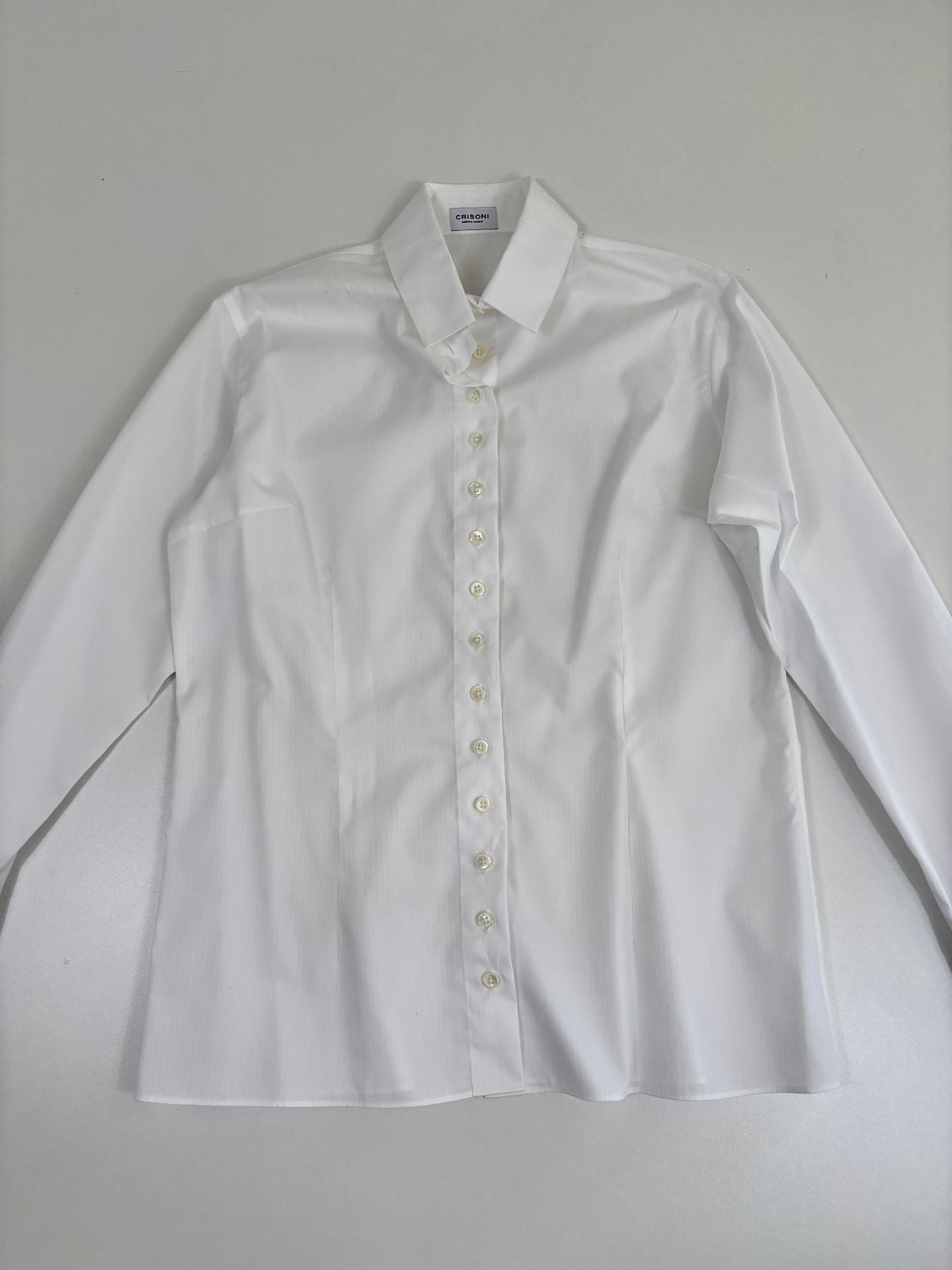 Chemise Crisoni Monte-Carlo popeline blanche col structuré boutons nacre coupe ajustée – T.38-4