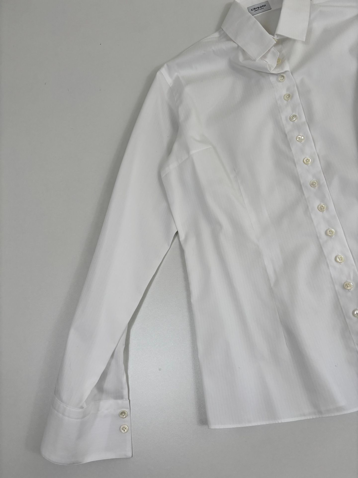 Chemise Crisoni Monte-Carlo popeline blanche col structuré boutons nacre coupe ajustée – T.38-3