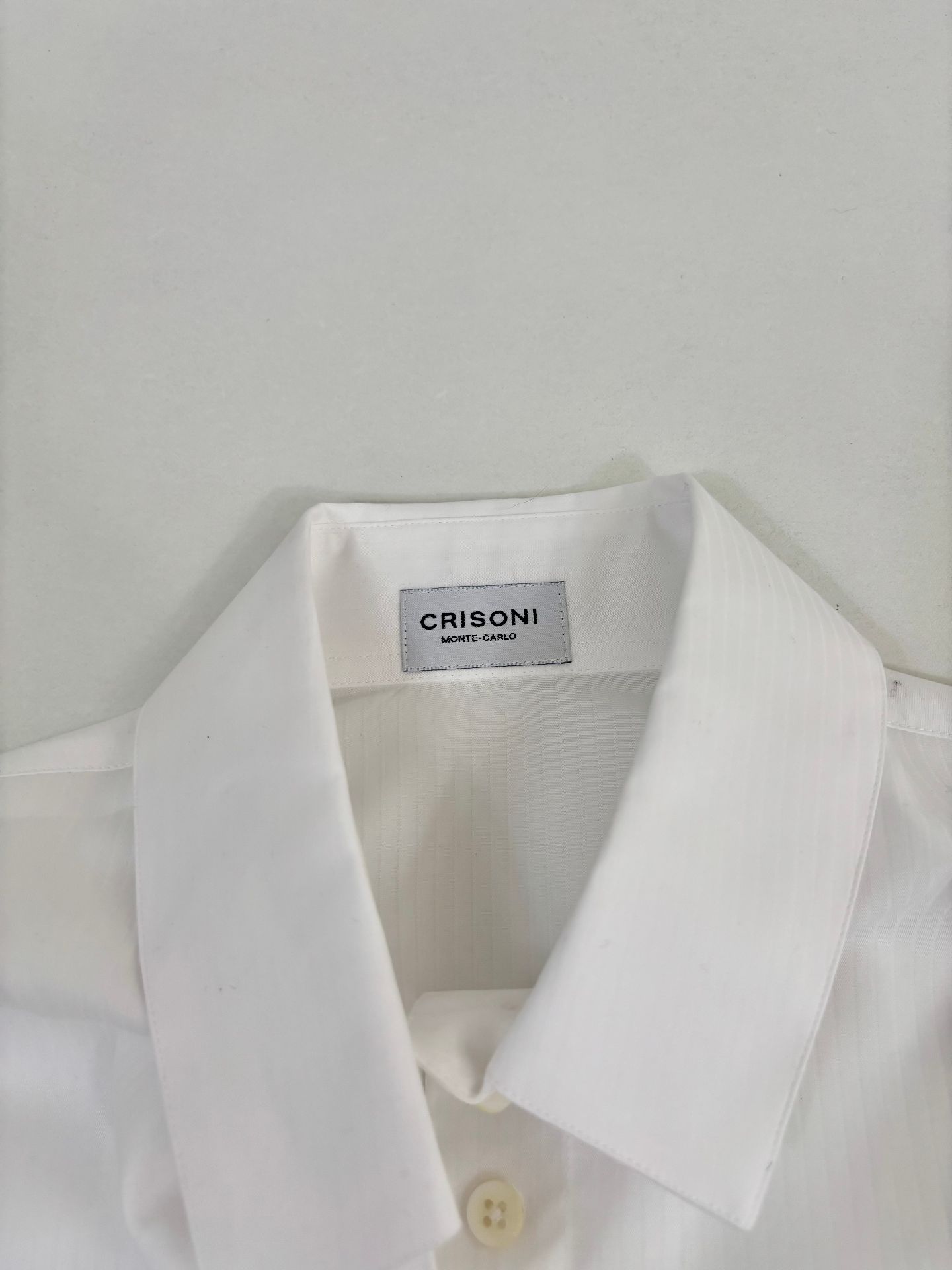 Chemise Crisoni Monte-Carlo popeline blanche col structuré boutons nacre coupe ajustée – T.38-6