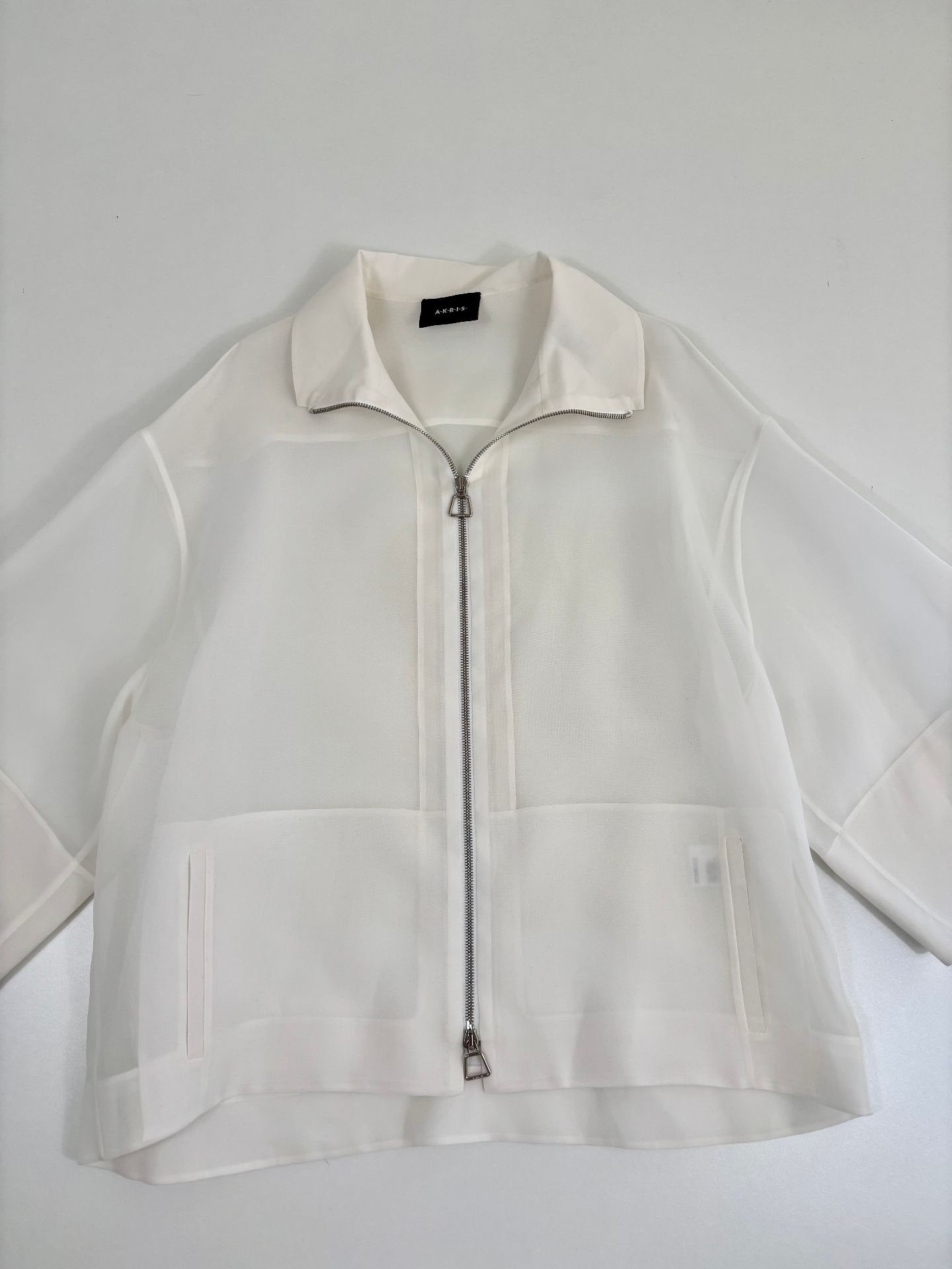 Veste Akris Philia en organza de soie blanc zippée – T.40-6