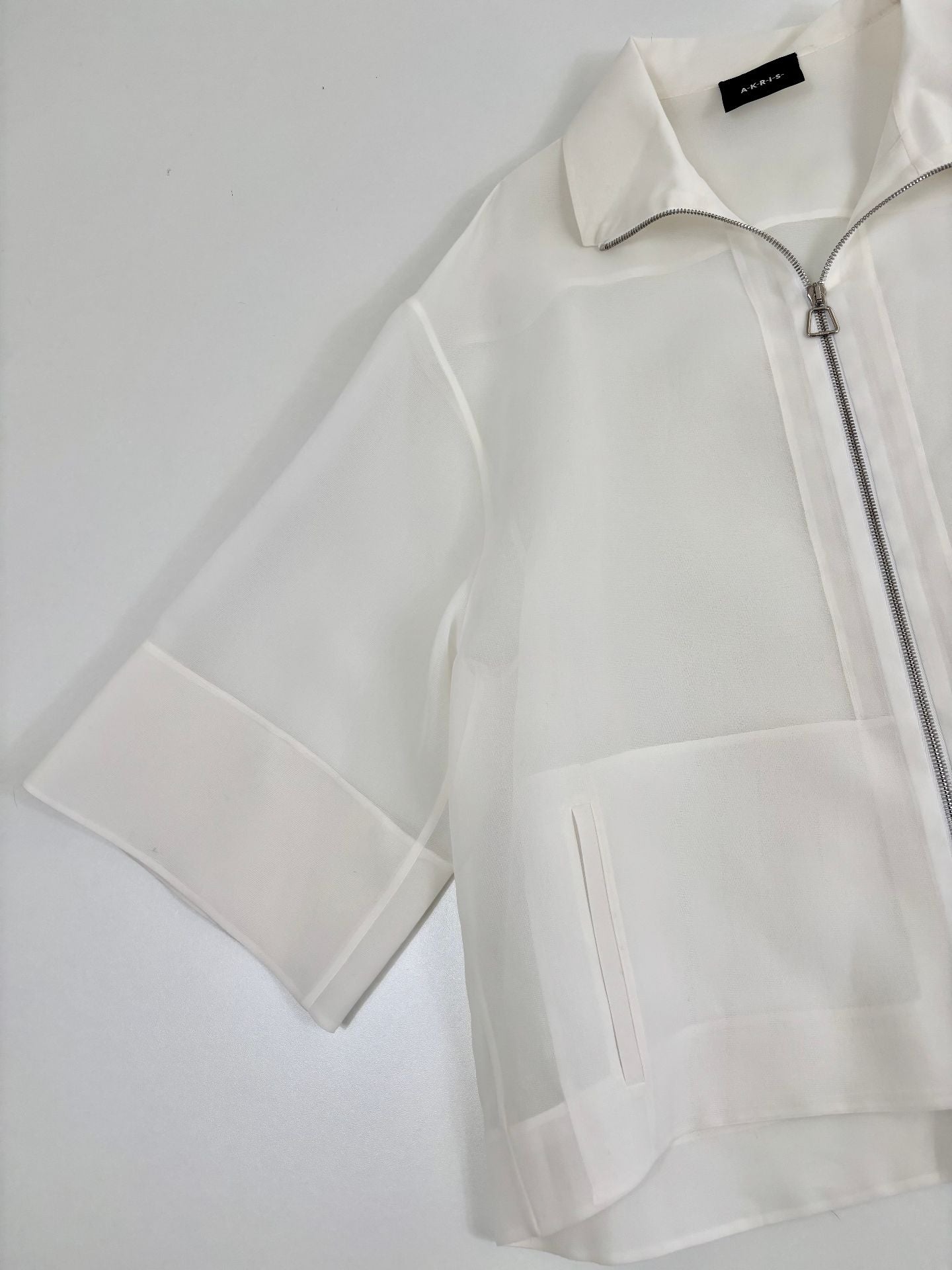 Veste Akris Philia en organza de soie blanc zippée – T.40-3