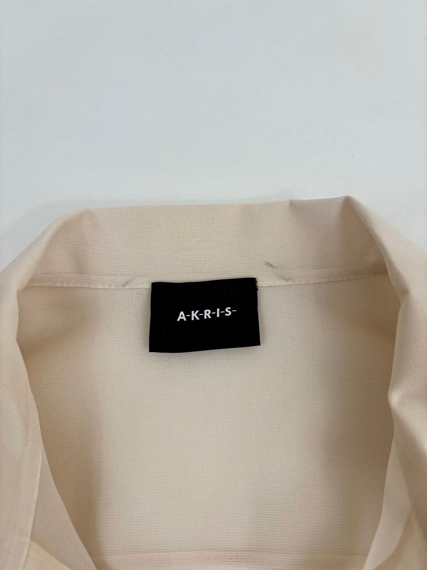 Veste Akris Philia organza soie pure ivoire col chemise manches bracelet zip argenté – T.40-7