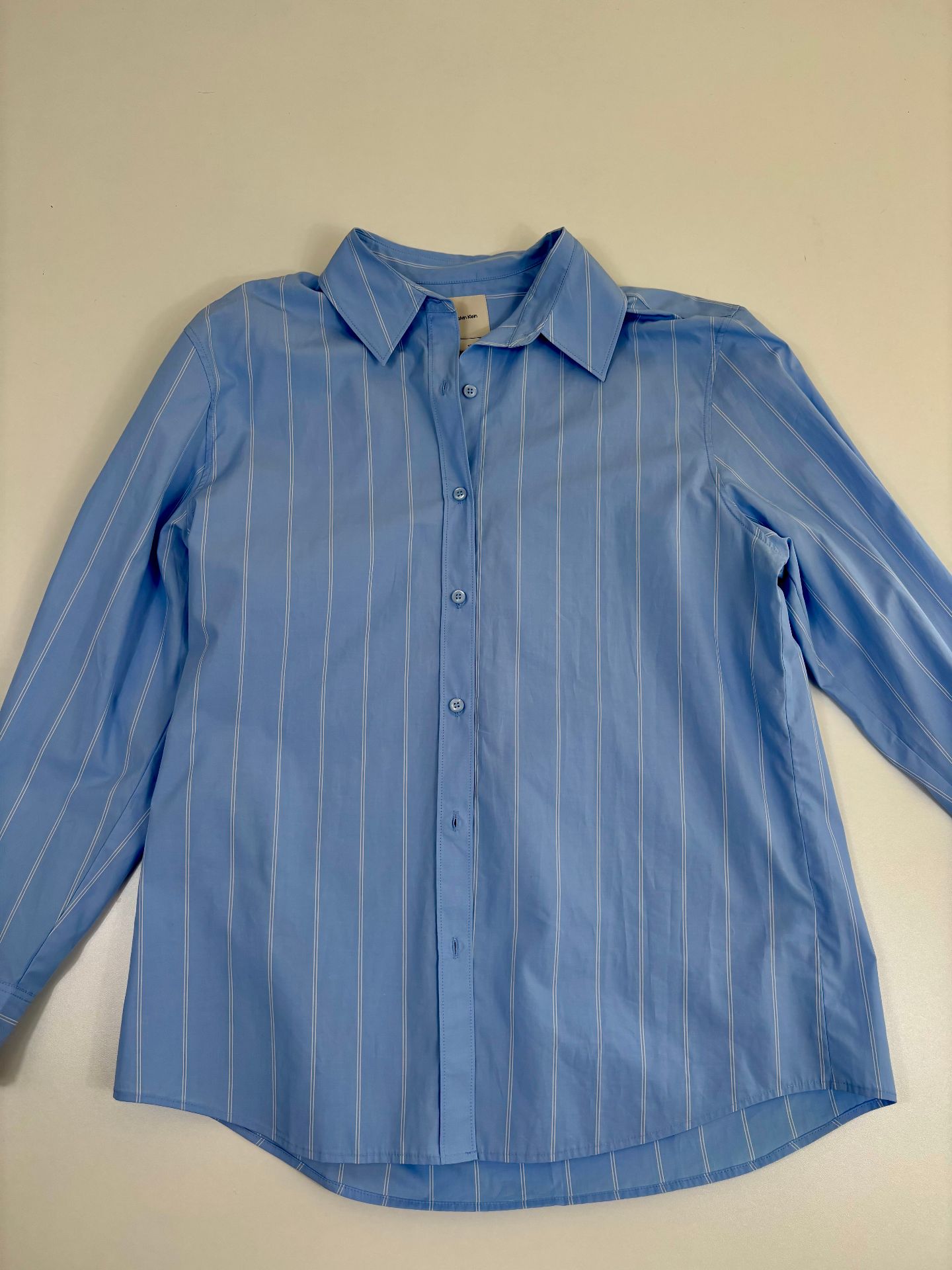 Chemise Calvin Klein Shirt Regular Fit coton chambray blue rayures blanches – T.42-3