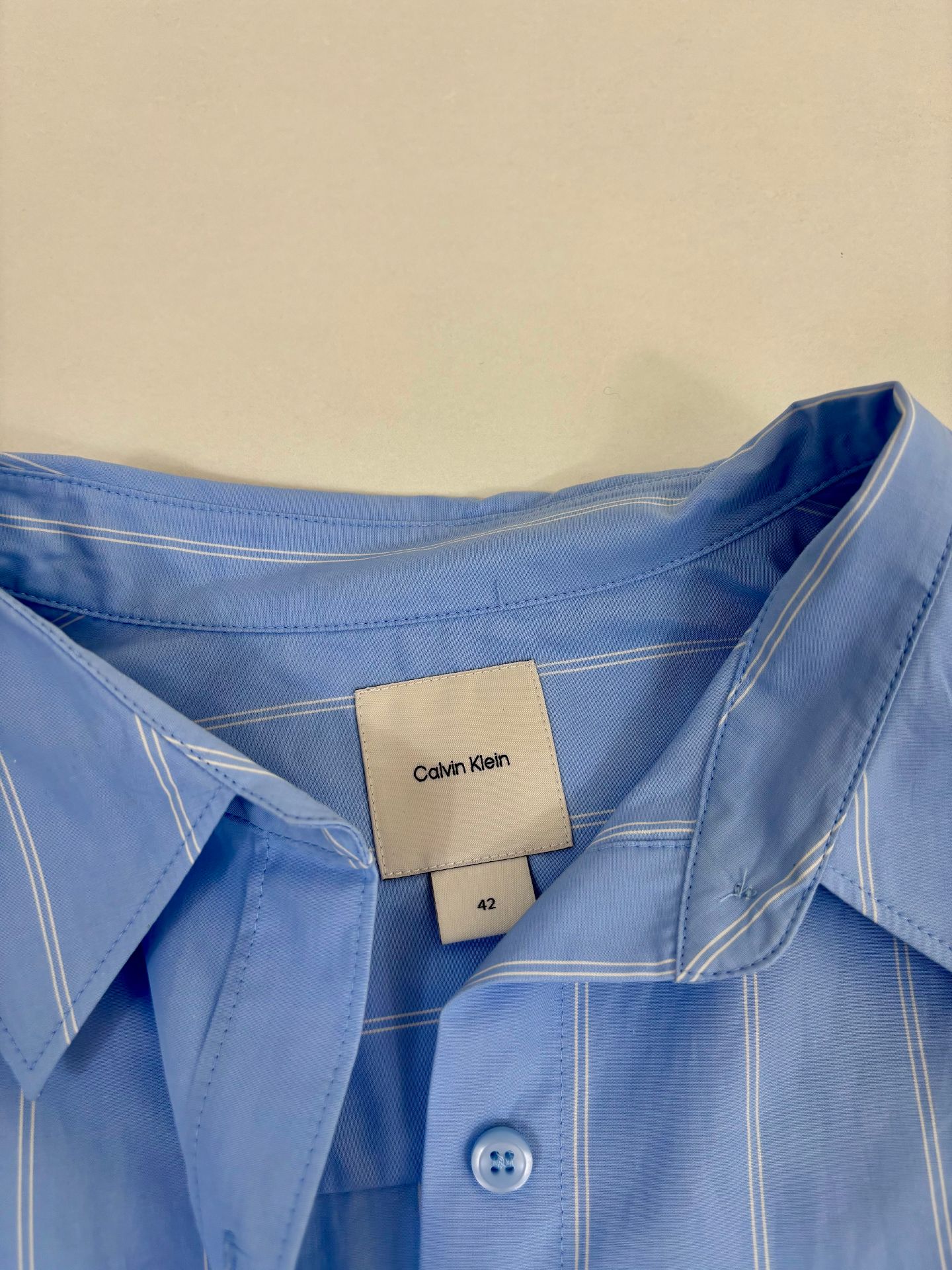 Chemise Calvin Klein Shirt Regular Fit coton chambray blue rayures blanches – T.42-5