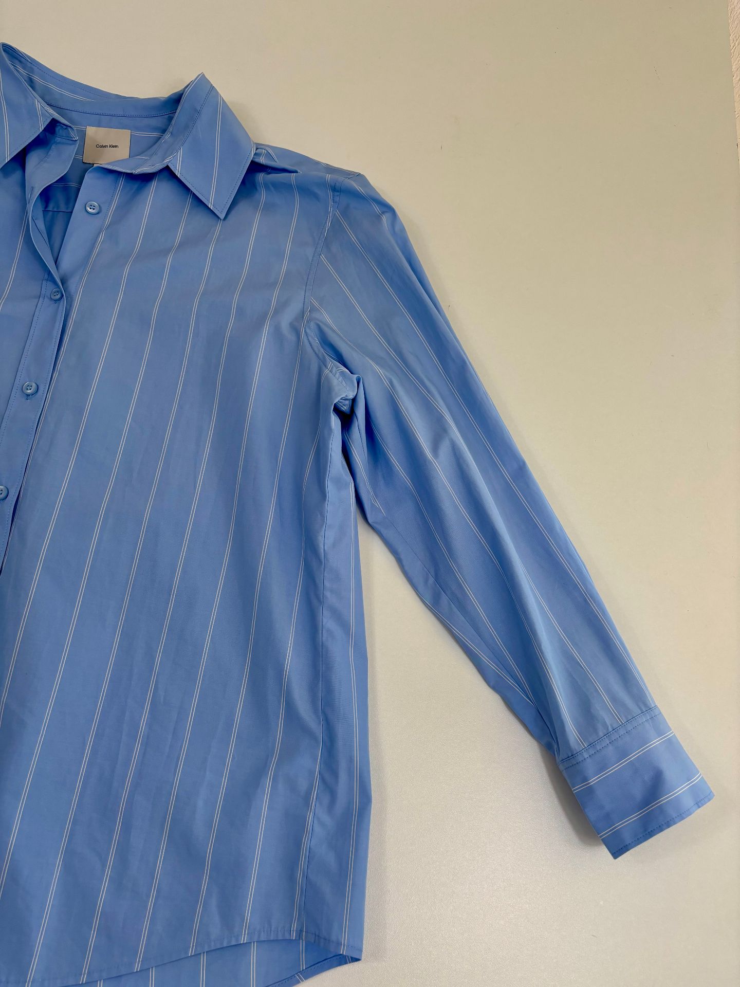 Chemise Calvin Klein Shirt Regular Fit coton chambray blue rayures blanches – T.42-6
