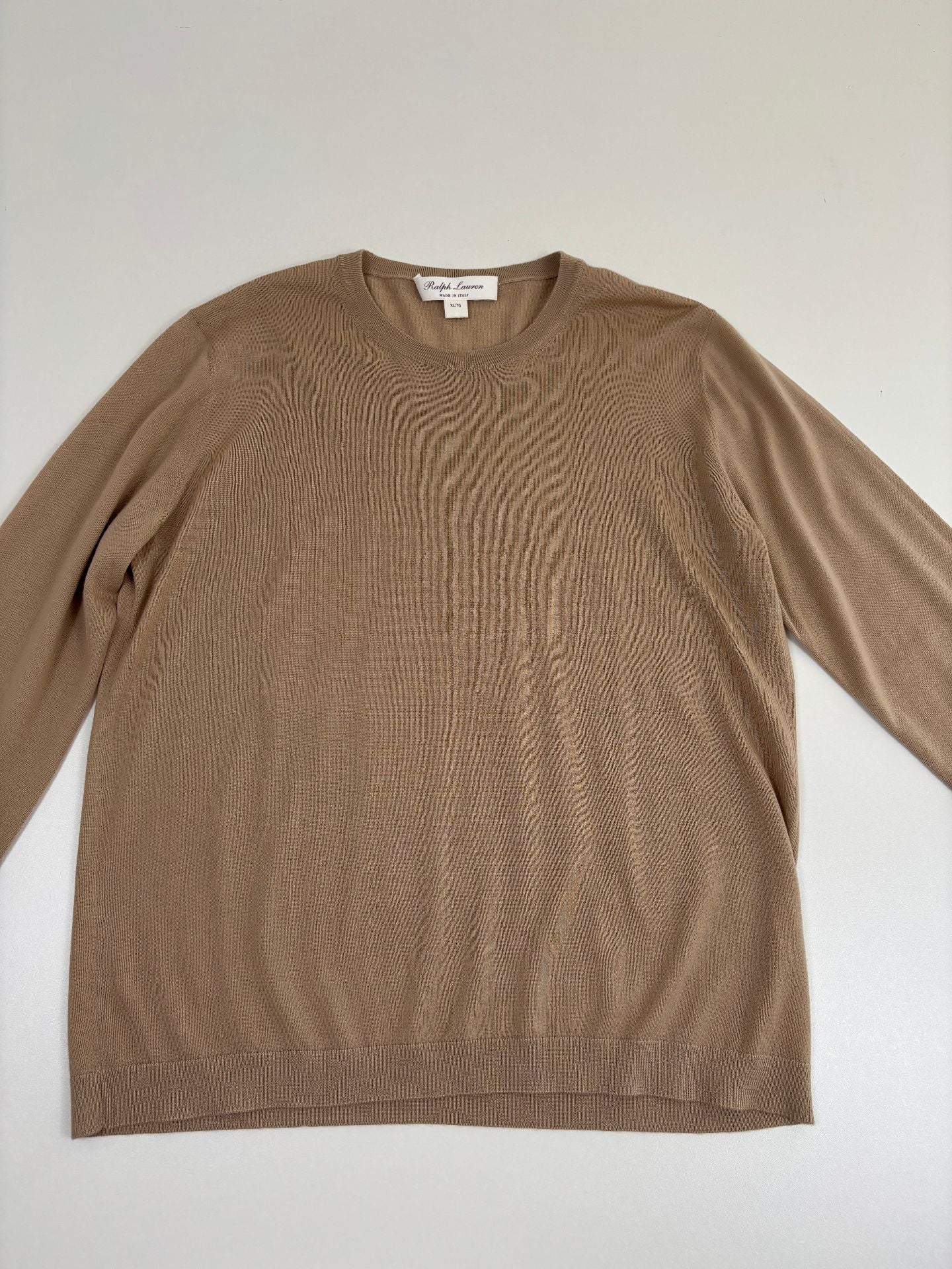 Pull Ralph Lauren Collection maille fine soyeuse camel col rond – T.XL-3