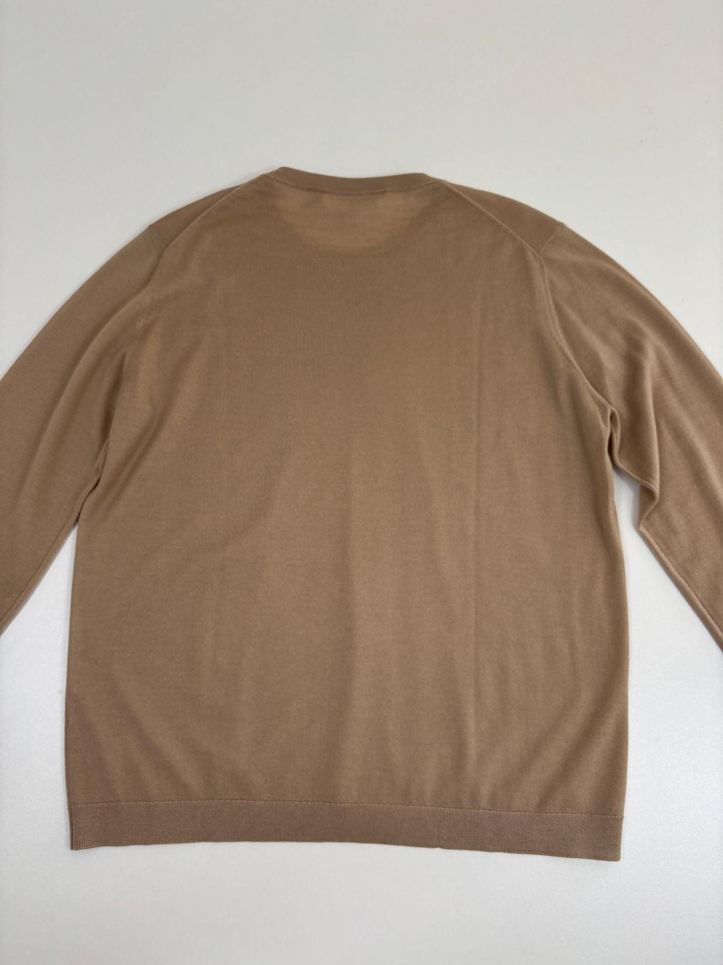 Pull Ralph Lauren Collection maille fine soyeuse camel col rond – T.XL-6